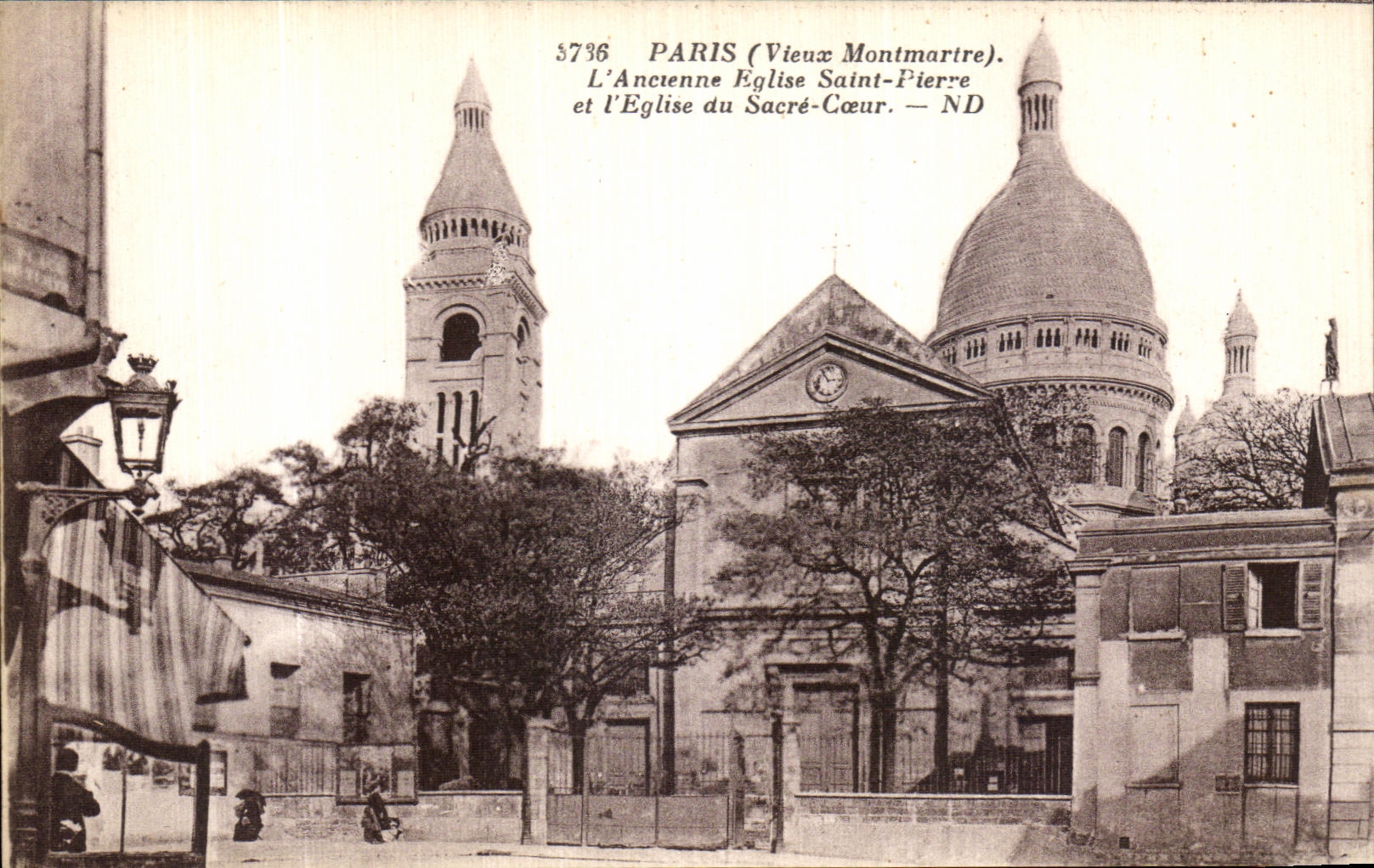 VINTAGE POSTCARD Paris L Old Church Holy Pierreet L church of the Sacring Montmartre Heart