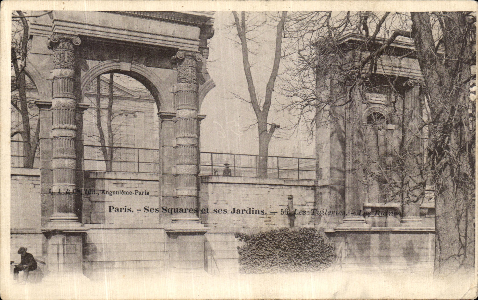 VINTAGE POSTCARD Paris Its Public gardens and Its Gardens Tileries ruins