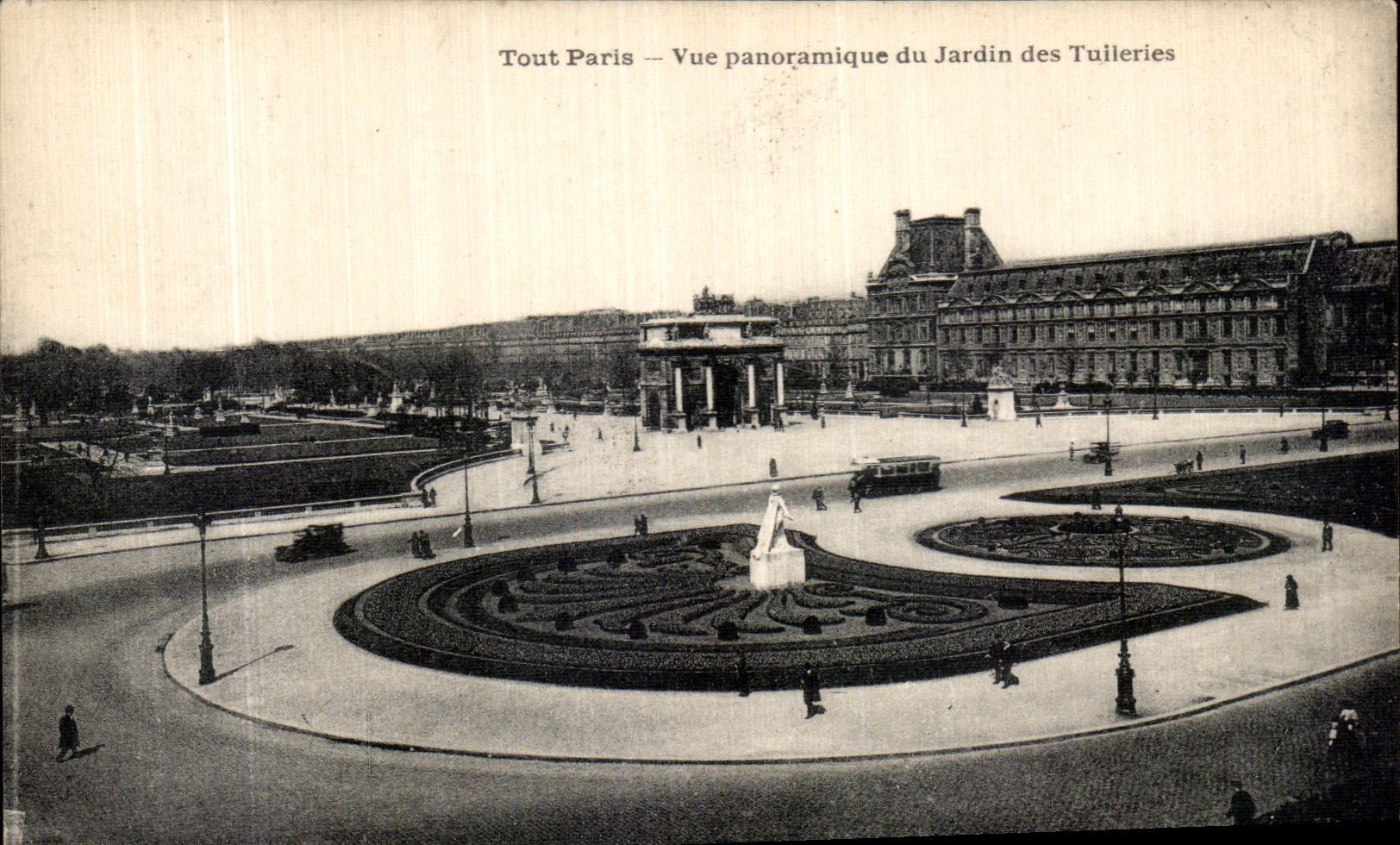 Opinion panoramica de Paris de la POSTAL de la VENDIMIA del jardin de Tileries