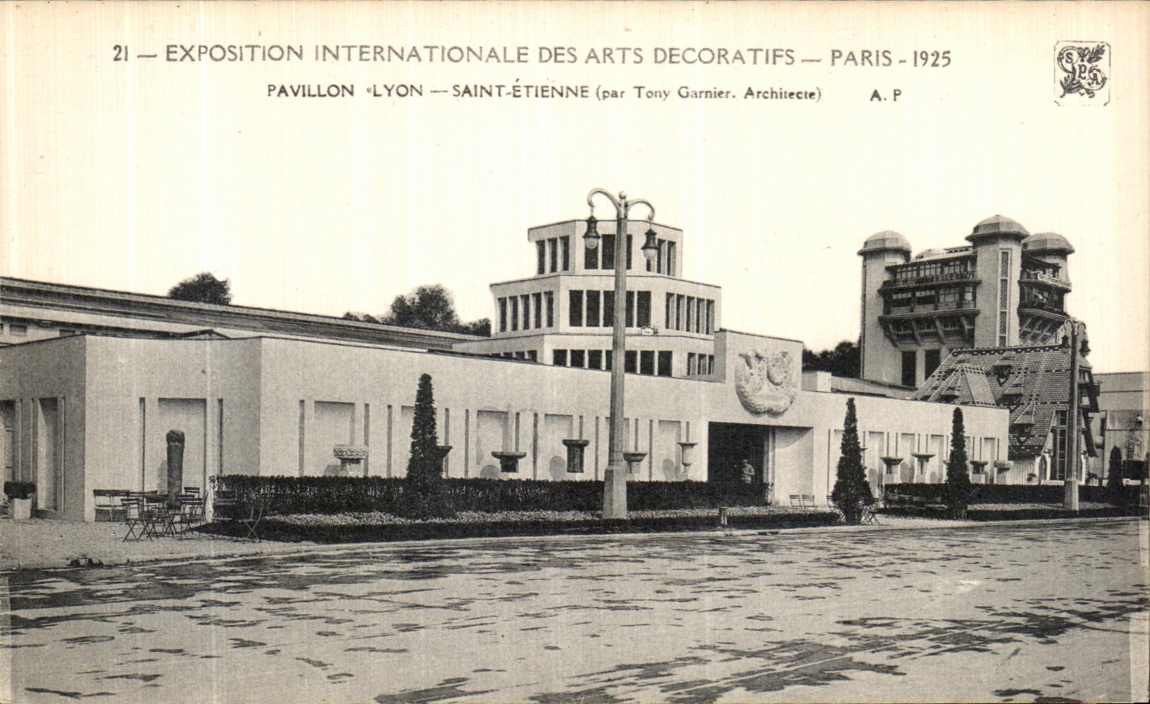 La exposicion internacional de Paris de la POSTAL de la VENDIMIA de los artes decorativos 1925 contiene Lyon santa Etienne