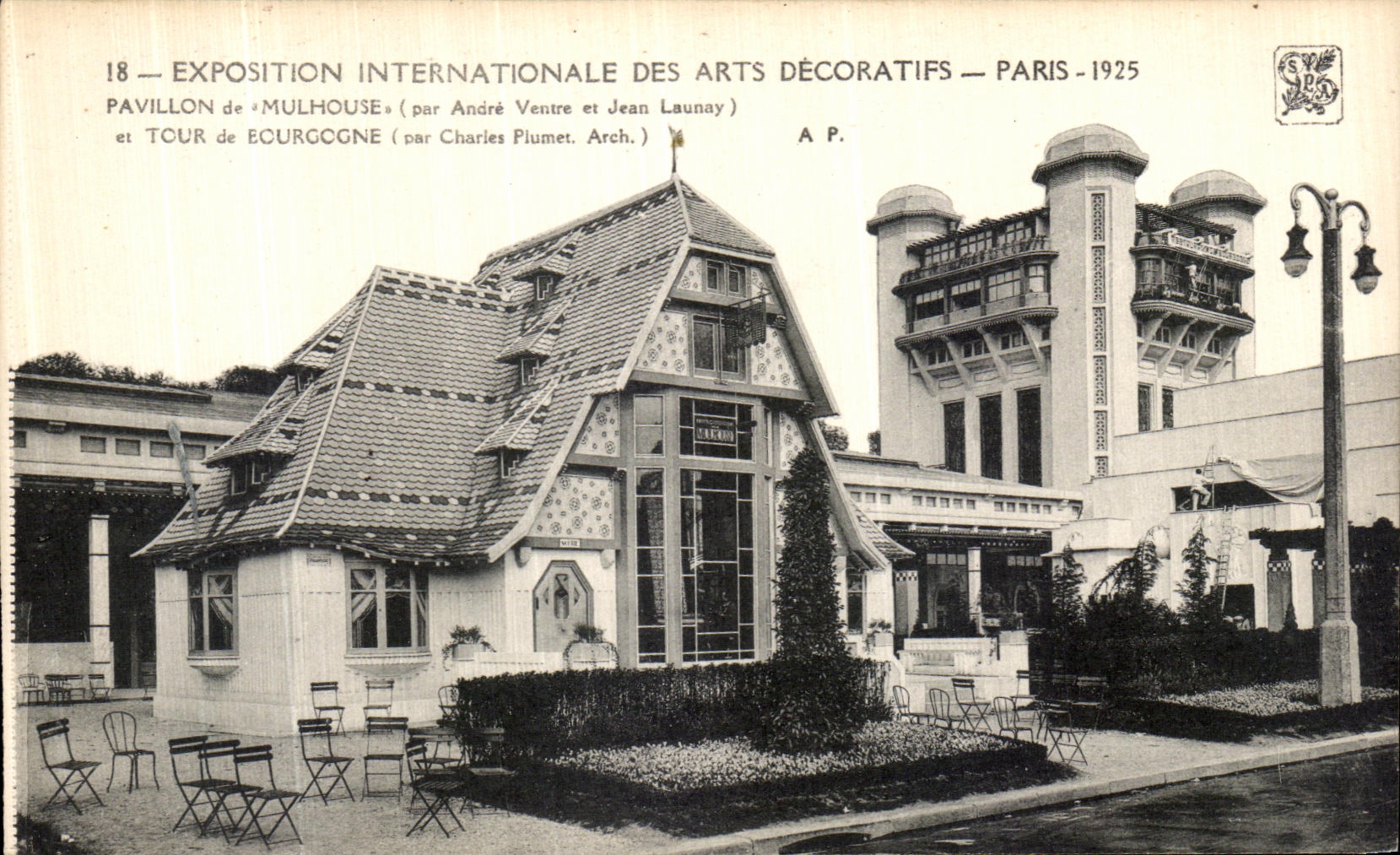 Exposicion internacional de Paris de la POSTAL de la VENDIMIA de la casa decorativa 1925 de Mulhouse de los artes y viaje de Borgona