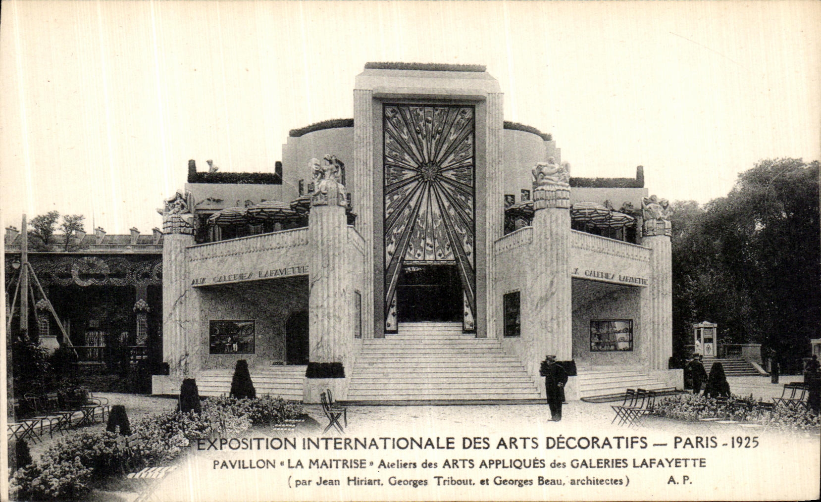 La POSTAL Paris Interrnationale justo de la VENDIMIA de artes decorativos contiene las galerias de Lafayette de los artes aplicados de los talleres del control