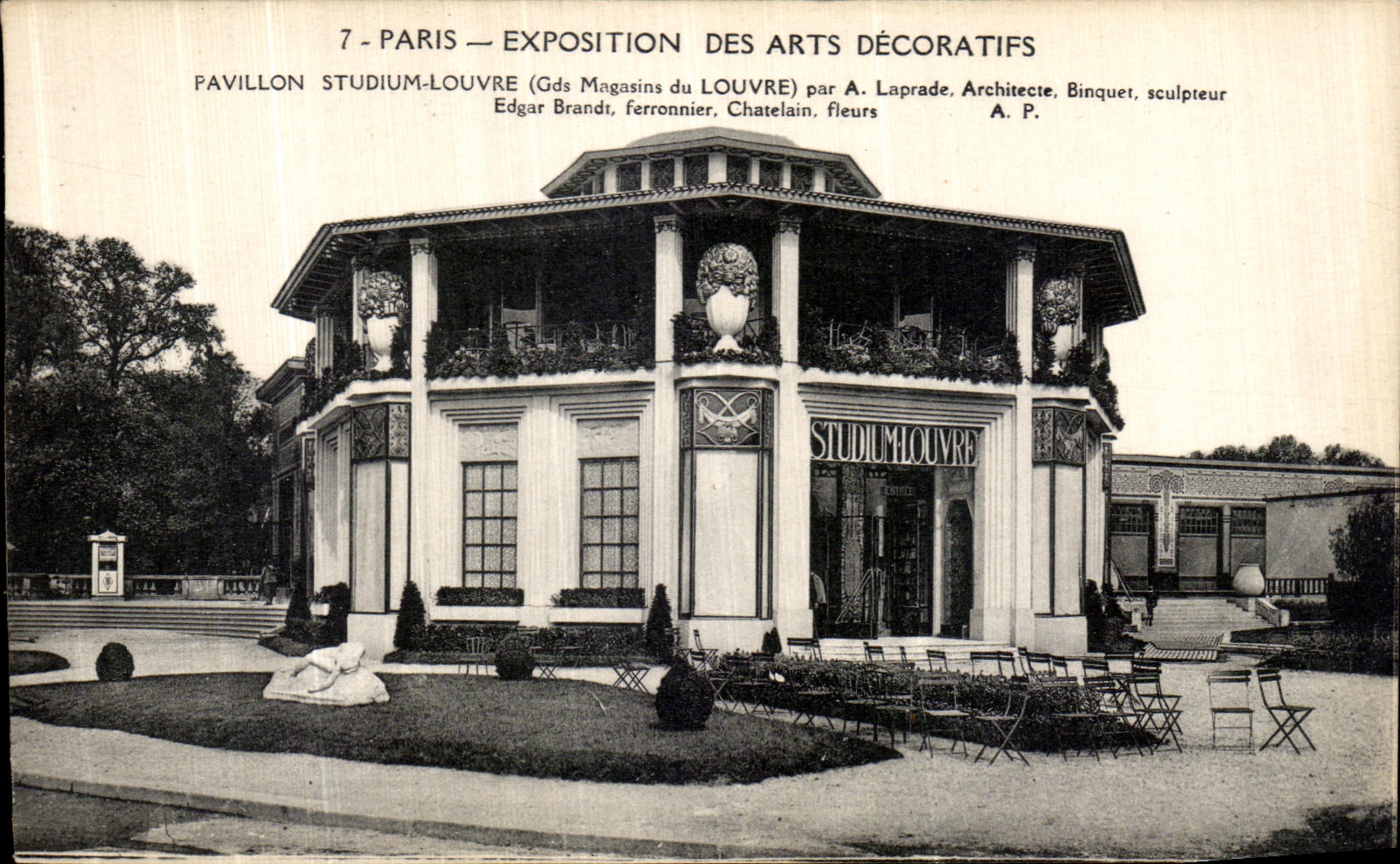 POSTAL Paris Interrnationale justo de la VENDIMIA de la lumbrera decorativa de Studium de la casa de los artes