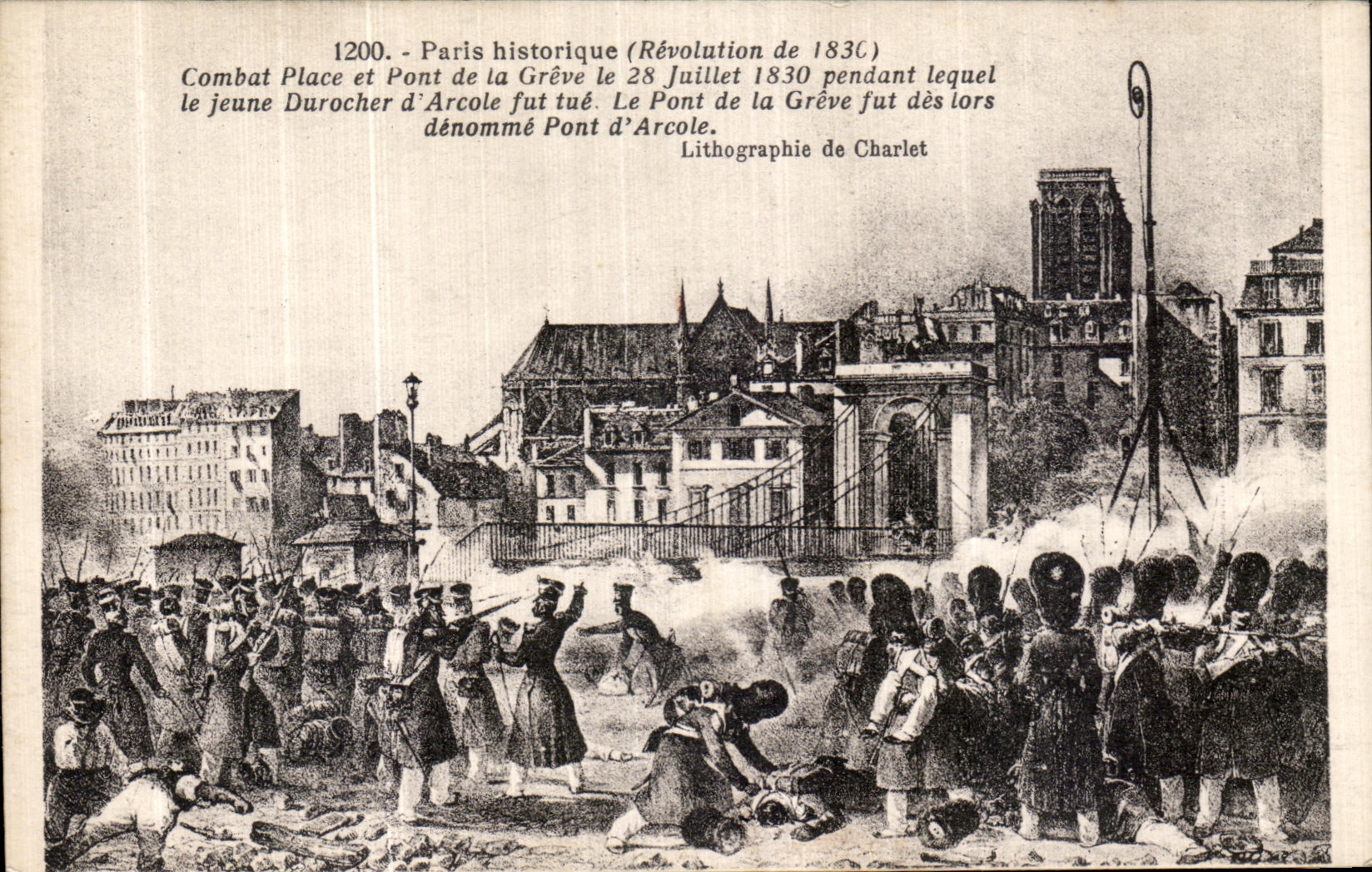 CPA Paris historique Combat Place et pont de la Greve