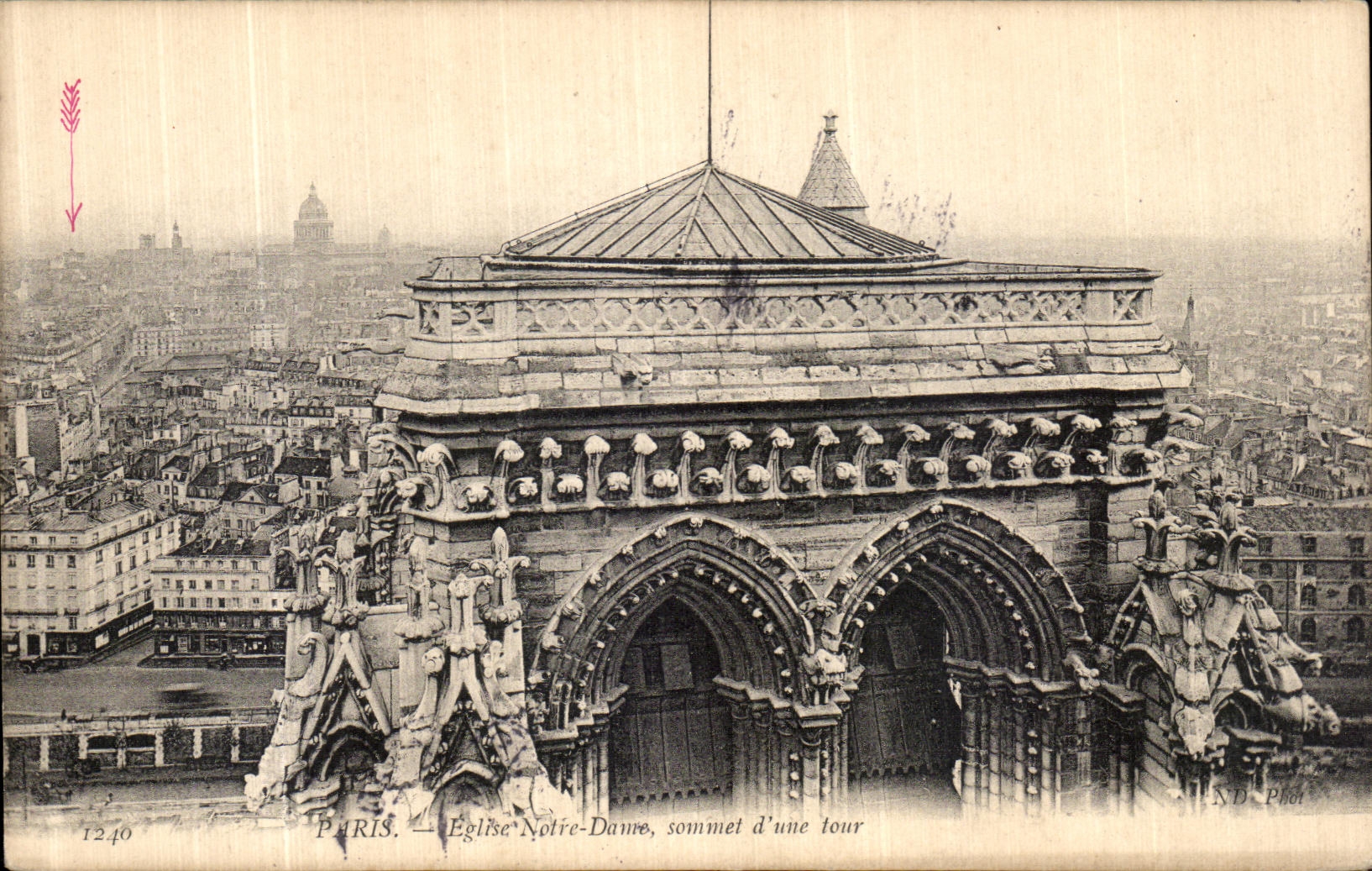 Cumbre D de Paris Notre Dame de la POSTAL de la VENDIMIA una torre