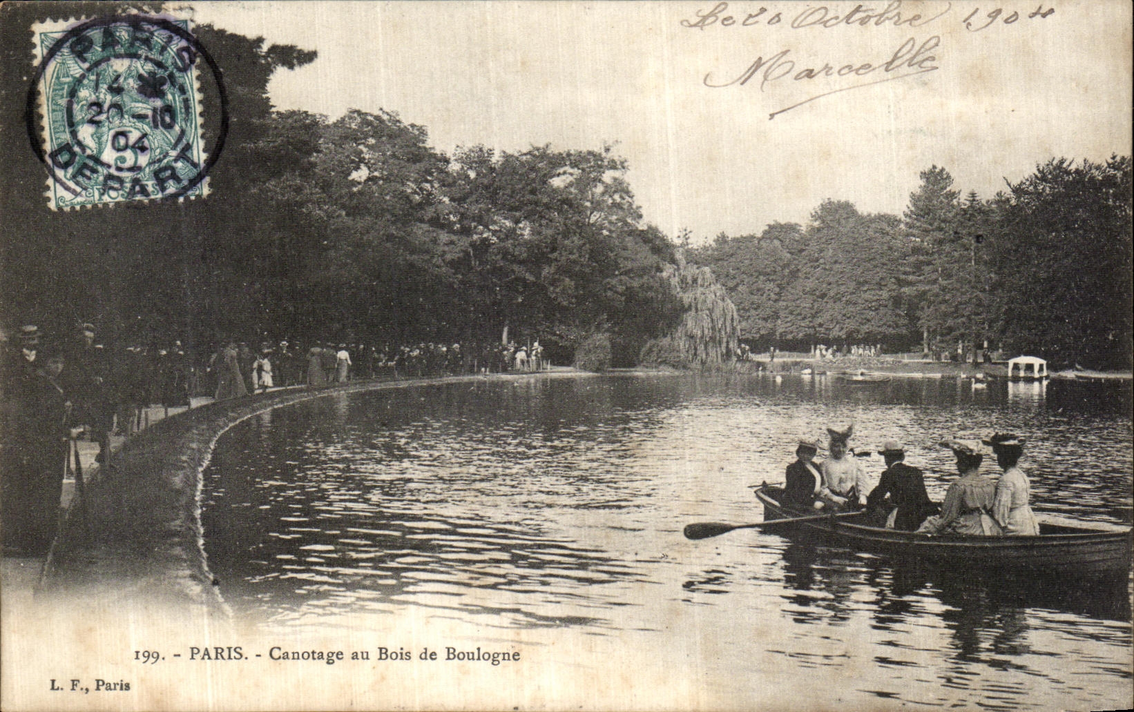 VINTAGE POSTCARD Paris Canoeing at the Bois de Boulogne