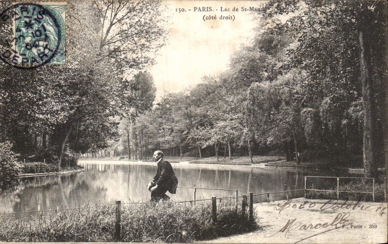 VINTAGE POSTCARD Paris Lake of St Mande Right sided