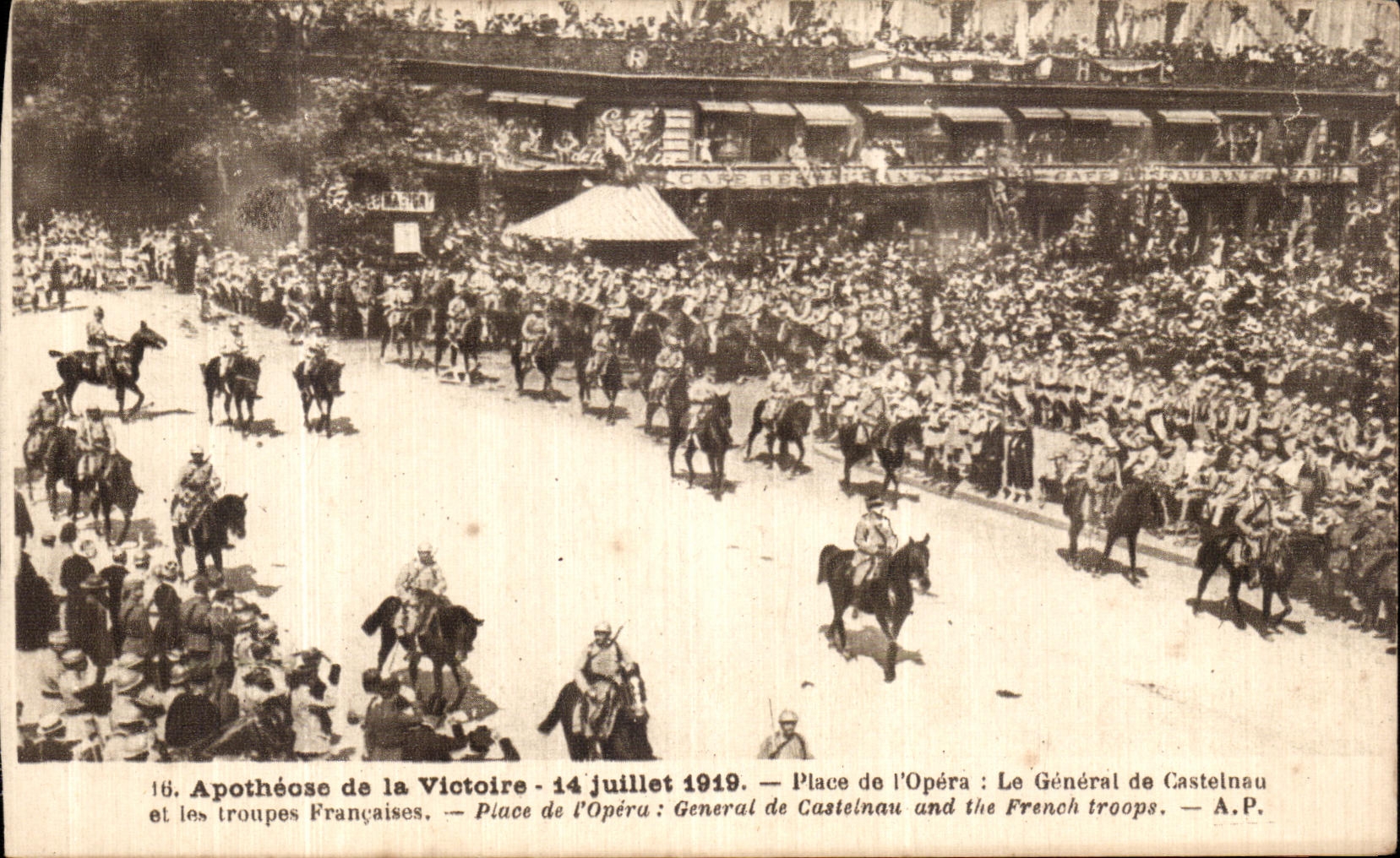 VINTAGE POSTCARD Apotheose of the Victoire Places L Opera the General one of Castelnau Militaria July 14th 1919
