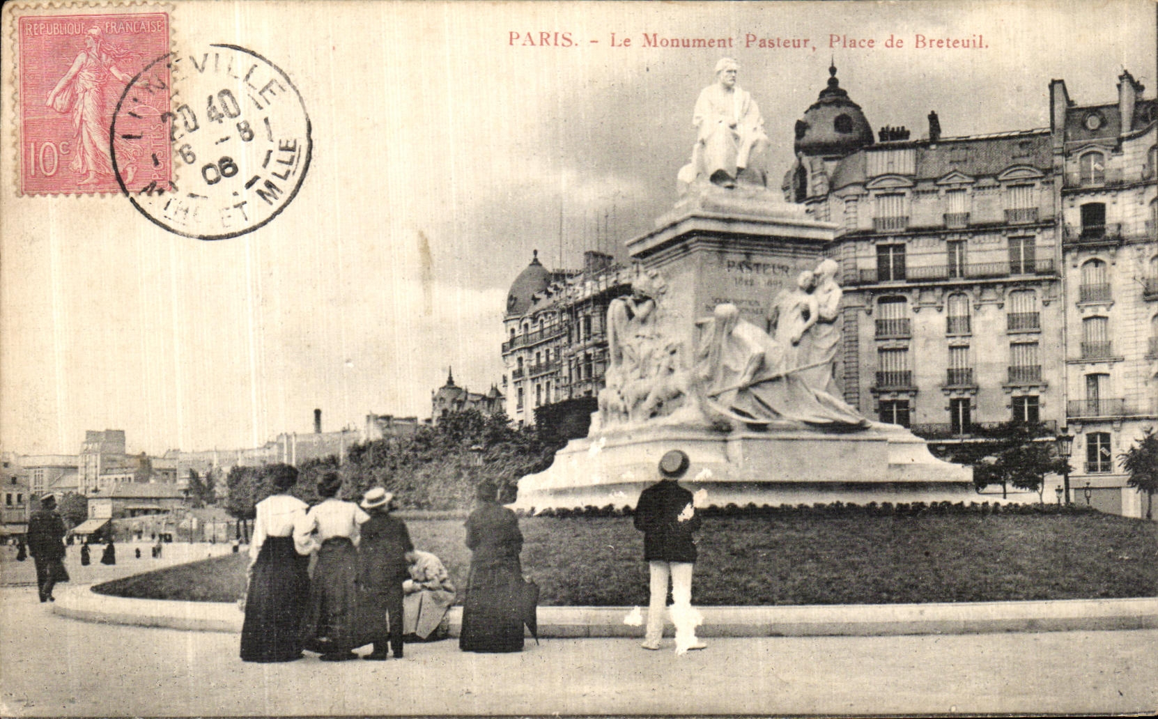 CPA Paris Le Monument Pasteur Place de Breteuil