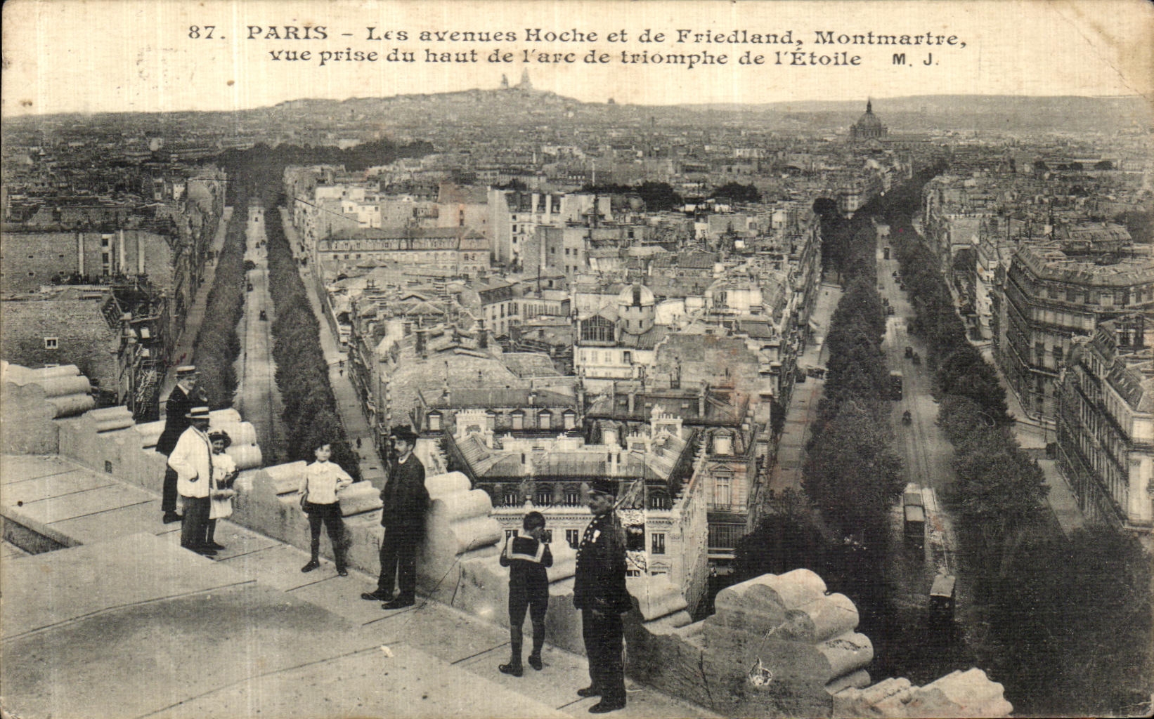 POSTAL Paris de la VENDIMIA que las avenidas sacuden y que de Friedland Montmartre tapa vista de L Arc de Triomphe de L Etoile