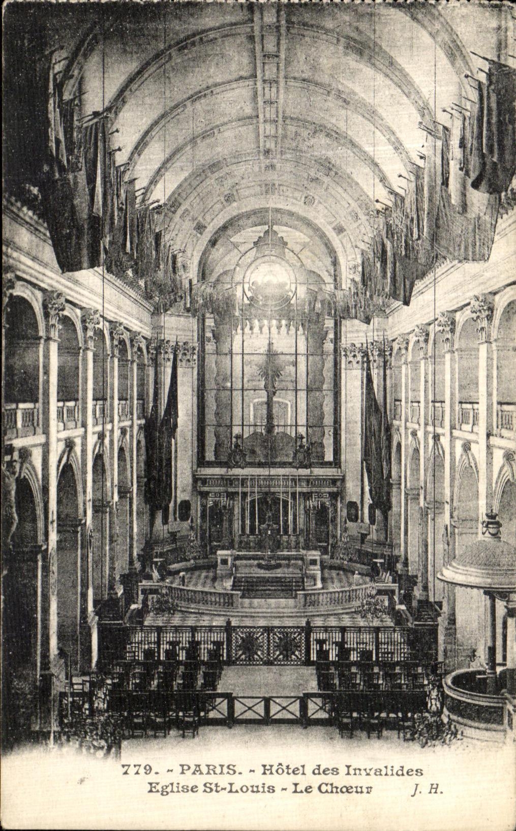 VINTAGE POSTCARD Paris Hotel of the Invalids Church St Louis Chorus