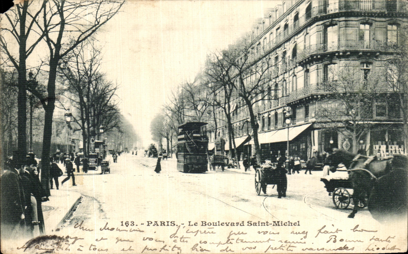 VINTAGE POSTCARD Paris the Boulevard Saint Michel