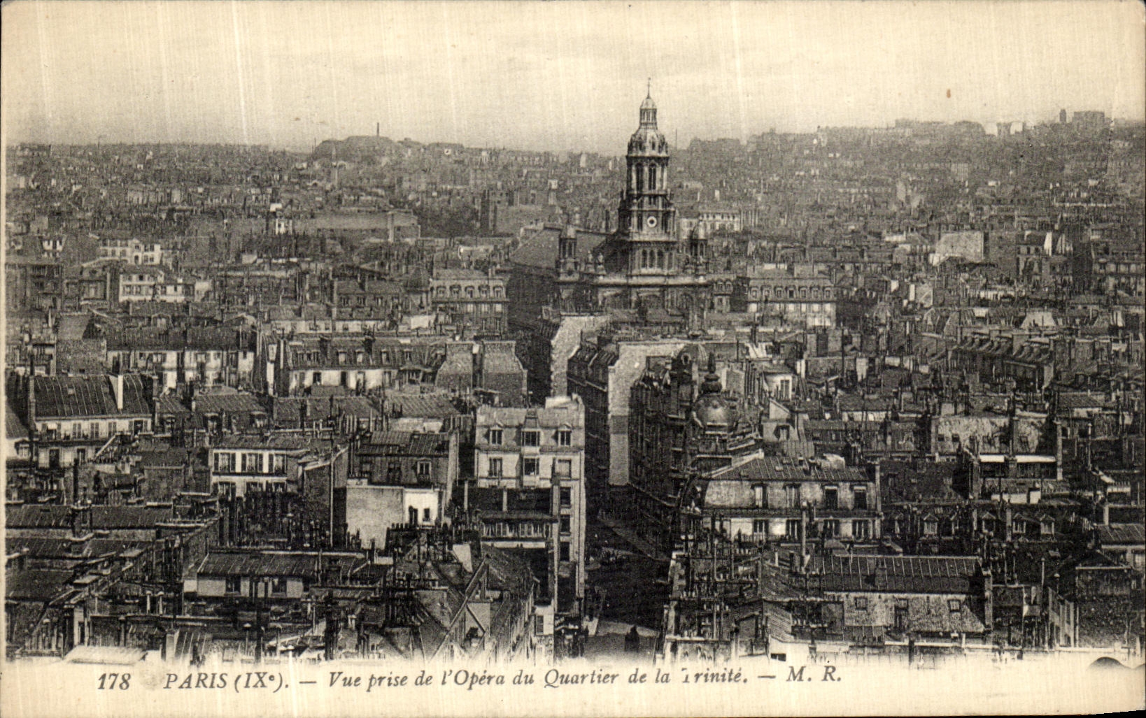POSTAL Paris de la VENDIMIA vista de L districto funcionado de la trinidad