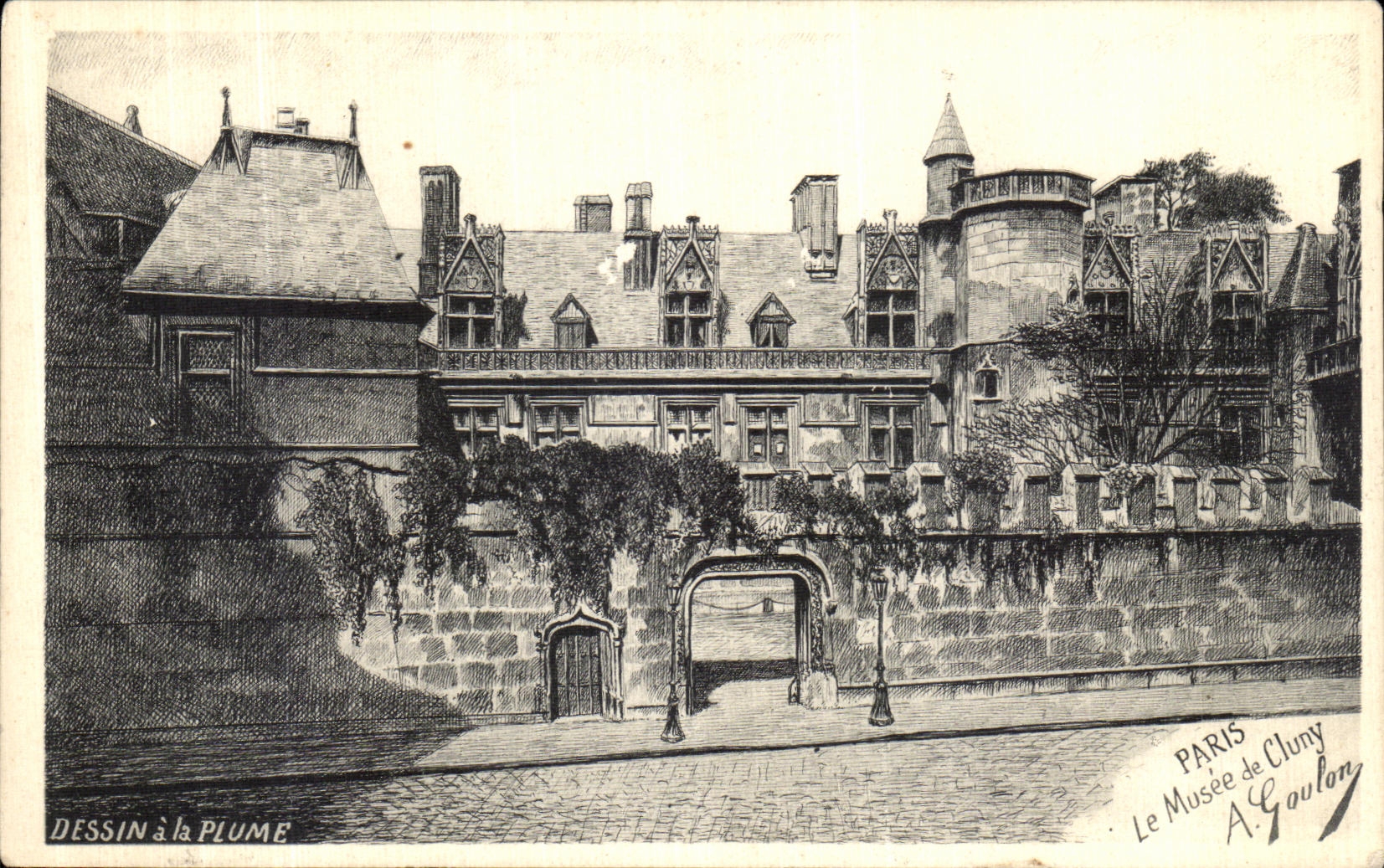 VINTAGE POSTCARD Paris Museum of Cluny Goulon