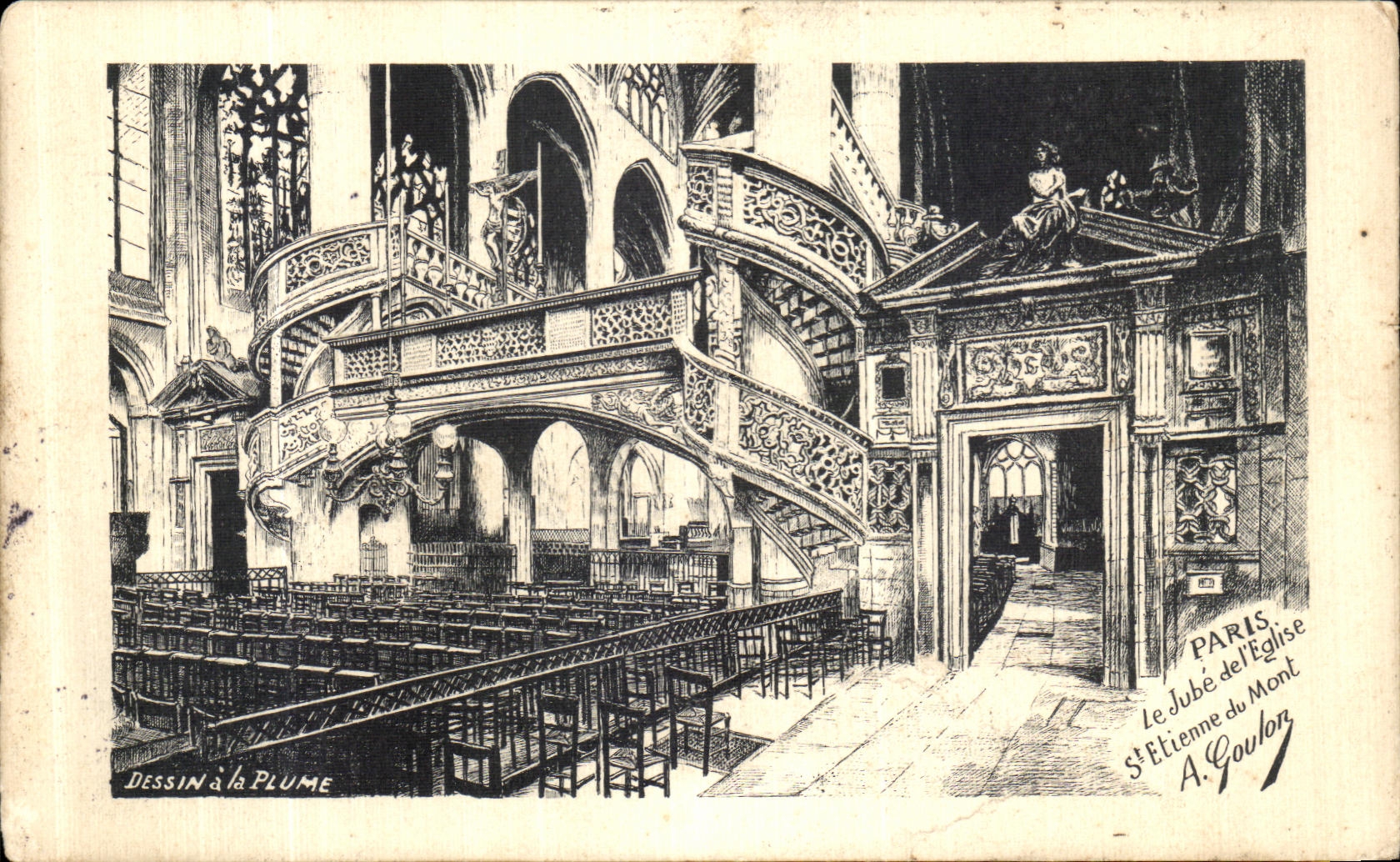 VINTAGE POSTCARD Paris Jube of L Church St Etienne Of the Goulon Mount