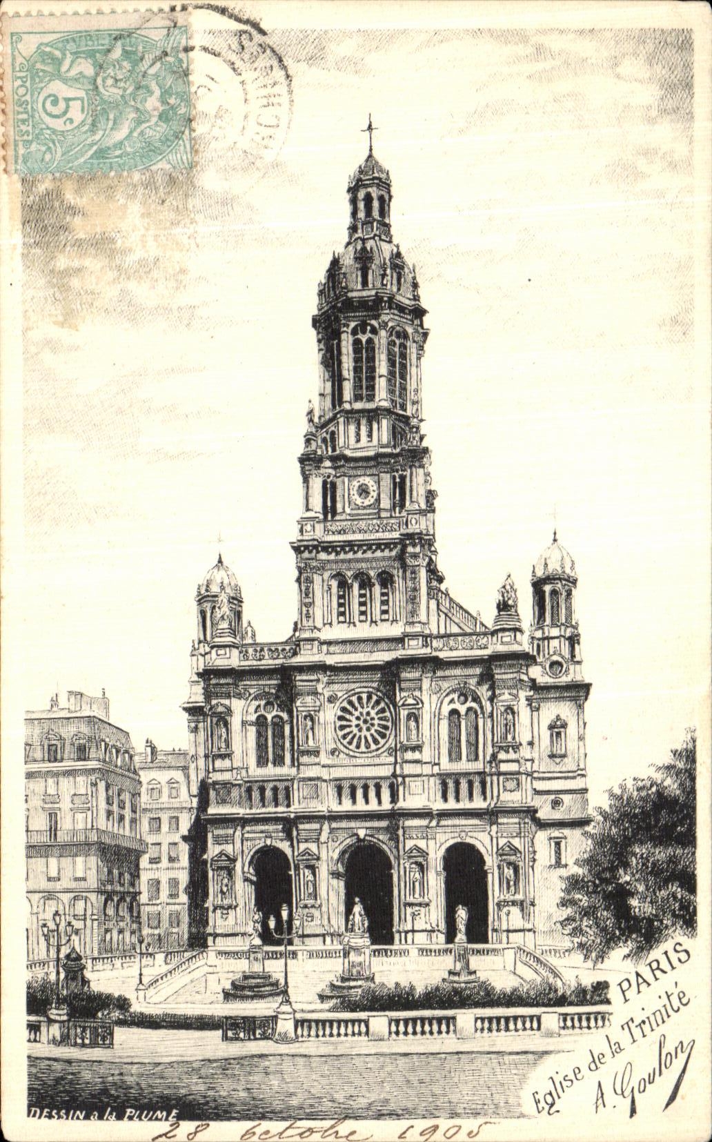 VINTAGE POSTCARD Paris Church of the Goulon Trinity