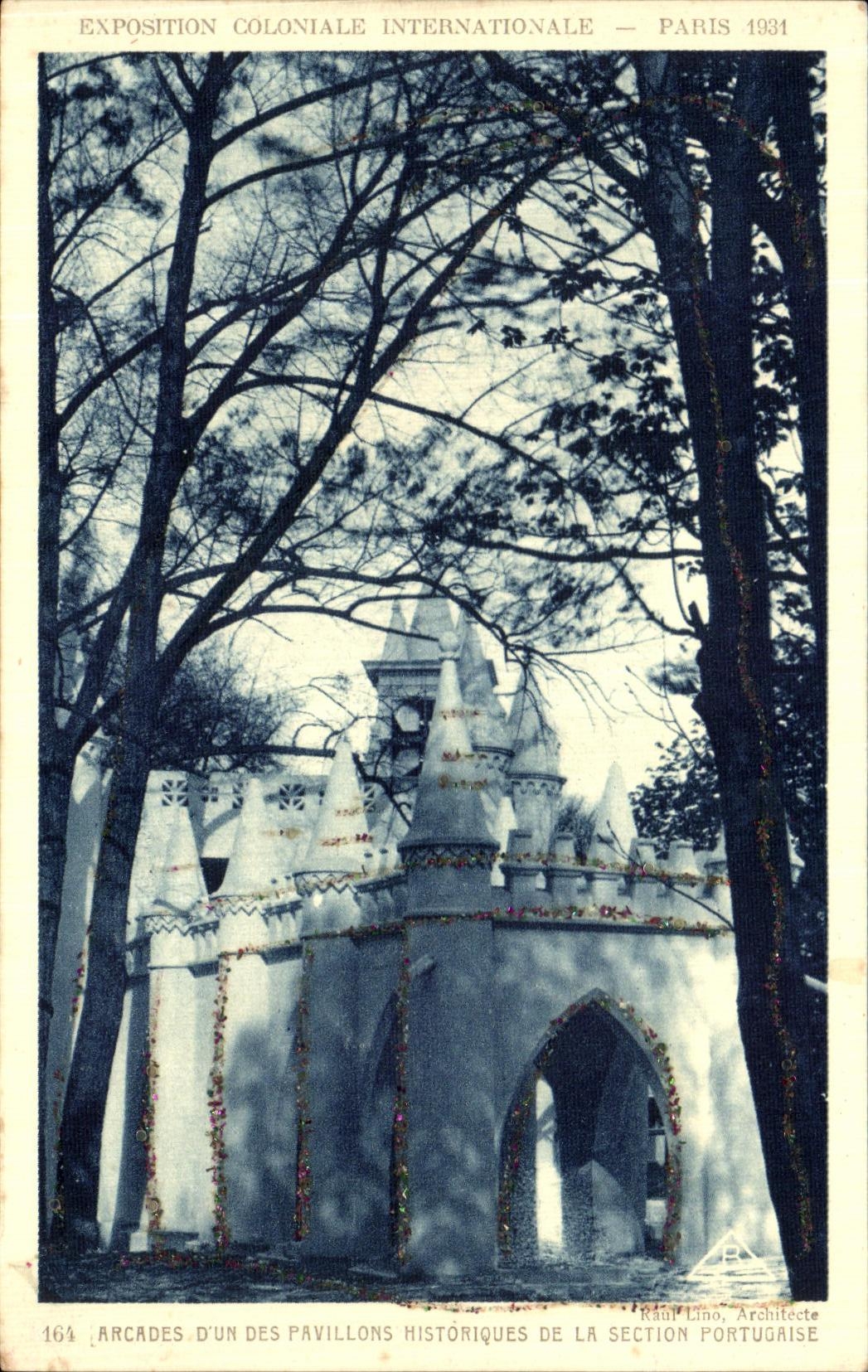 Arcadas del Dun de la POSTAL de la VENDIMIA de las casas historicas de la seccion portuguesa favorablemente Paris internacional colonial 1931