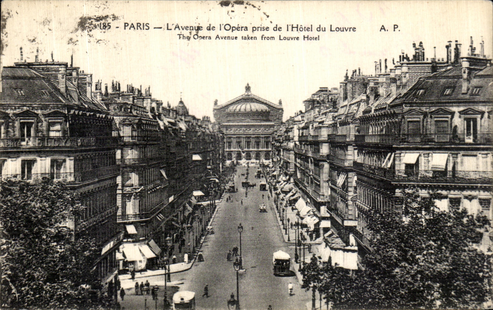 VINTAGE POSTCARD Paris L Avenue of L Operated Taken L Hotel of Louvre