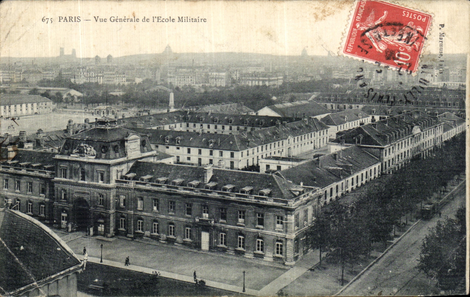 VINTAGE POSTCARD Paris View of L Military academy