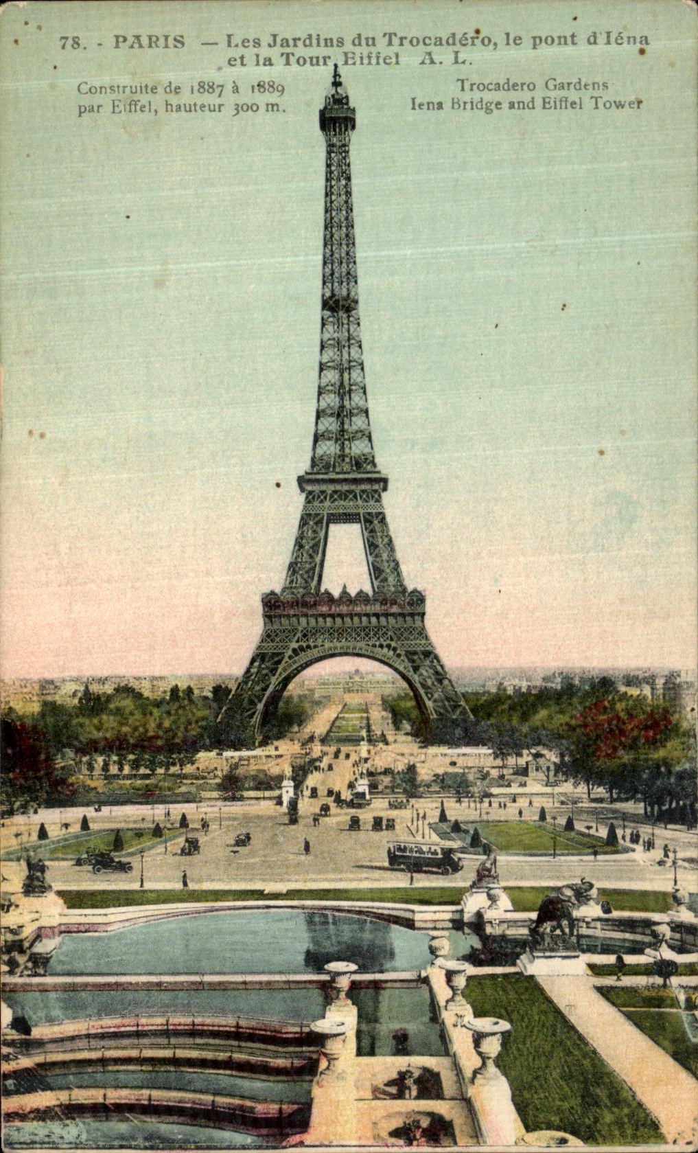 CPA Paris Les Jardins Du Trocadero le Pont d Iena Et la Tour Eiffel 