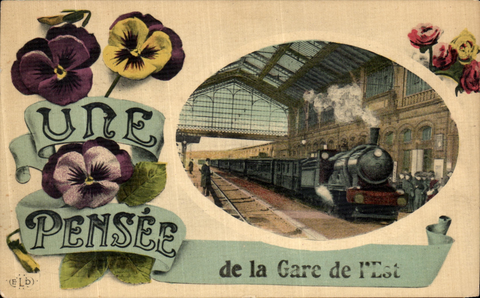 VINTAGE POSTCARD a Thought Of the Station Of L Is Paris Train