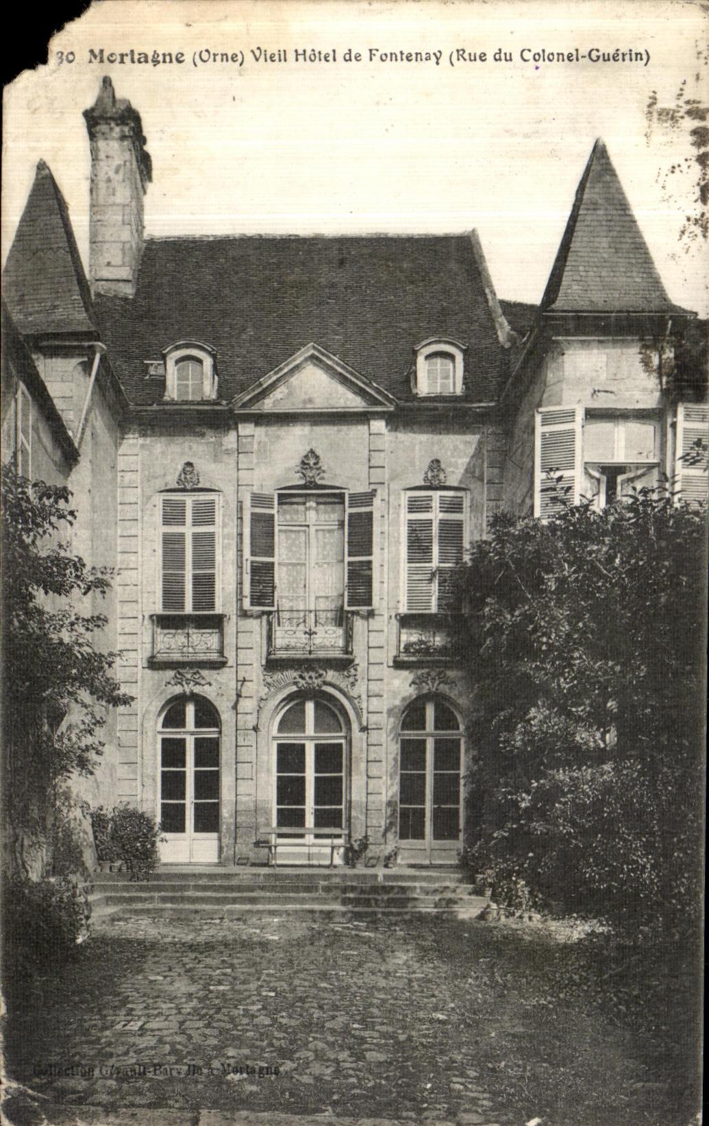 VINTAGE POSTCARD Old Mortagne Hotel of Fontenay Street of Colonel Guerin