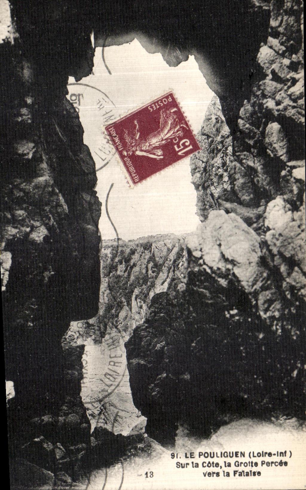VINTAGE POSTCARD Pouliguen On the Dimension Perceche Cave