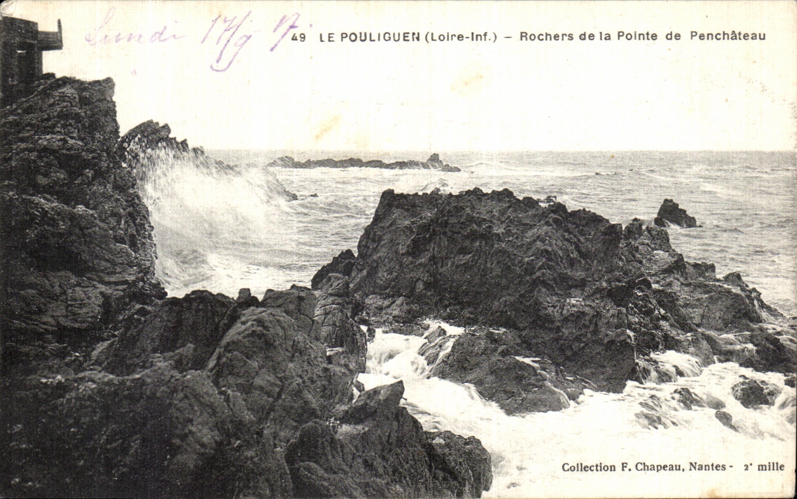 VINTAGE POSTCARD Pouliguen Rocks of Top of Penchateau