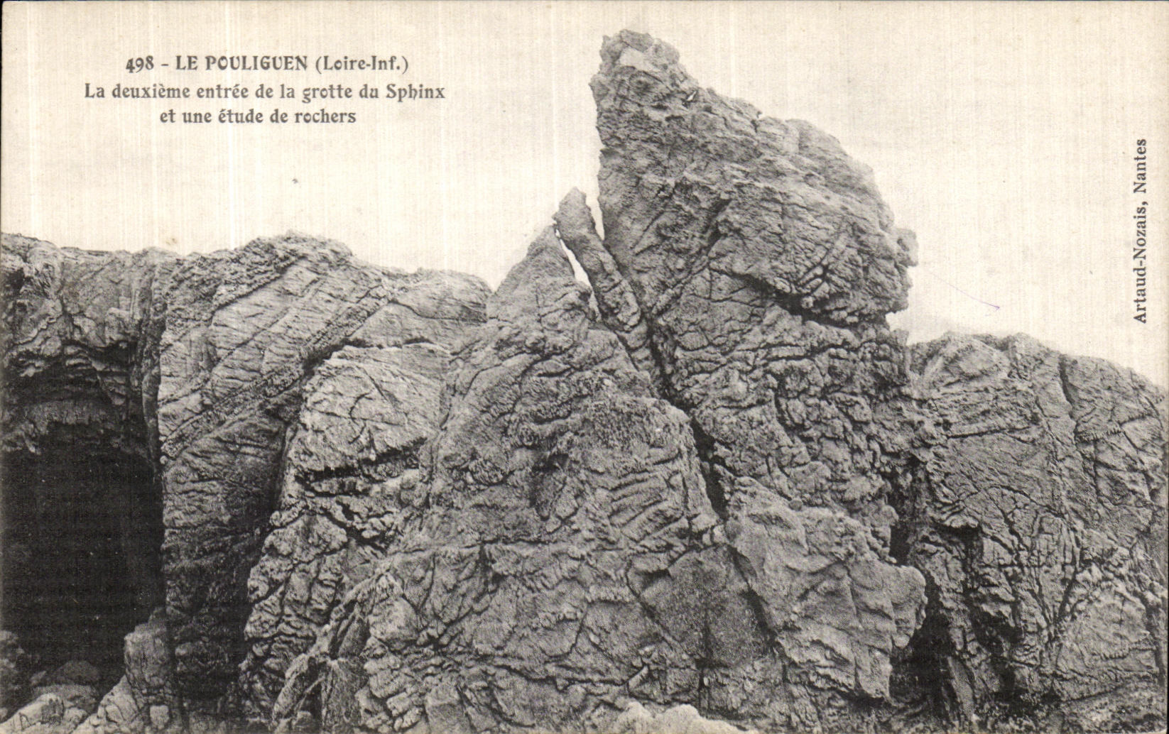 VINTAGE POSTCARD Pouliguen the Second Entry of the Cave of the Sphinx and Details of Rocks