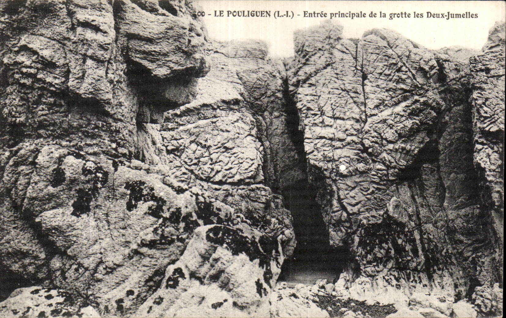 VINTAGE POSTCARD Pouliguen Main entrance of the Cave Two Binoculars
