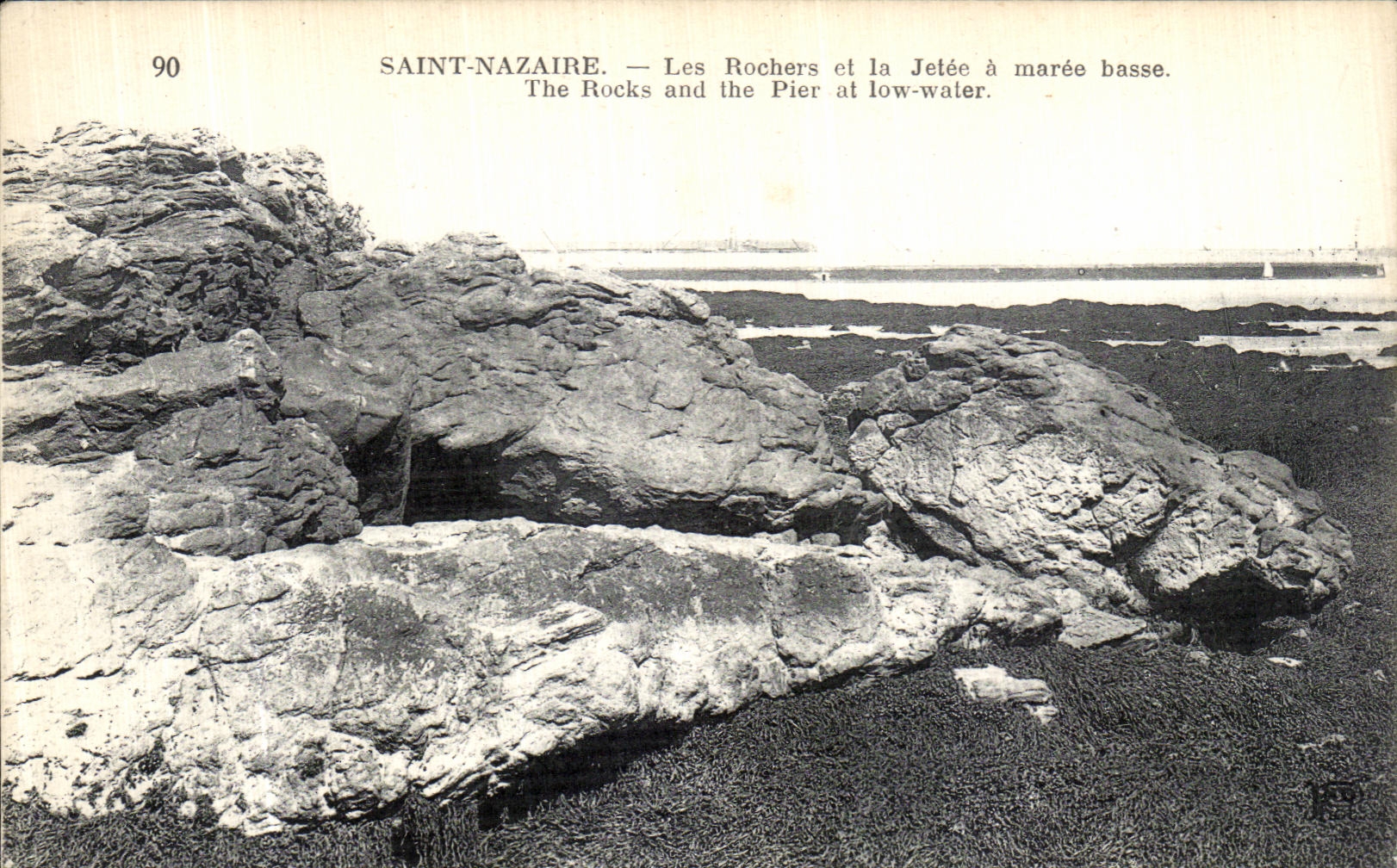 VINTAGE POSTCARD Saint Nazaire the Rocks and the Pier has Low tide The Rocks and the Pier At Low Water