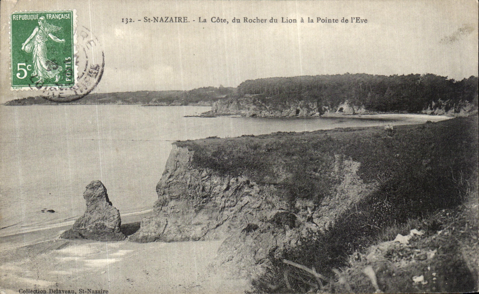 VINTAGE POSTCARD Saint Nazaire the Dimension of the Rock of the Lion Top of the L Eve