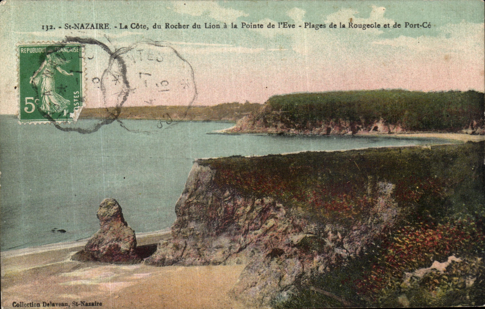 VINTAGE POSTCARD Saint Nazaire the Dimension of the Rock of the Lion with Top of the L Eve Beaches of Measles and Port It