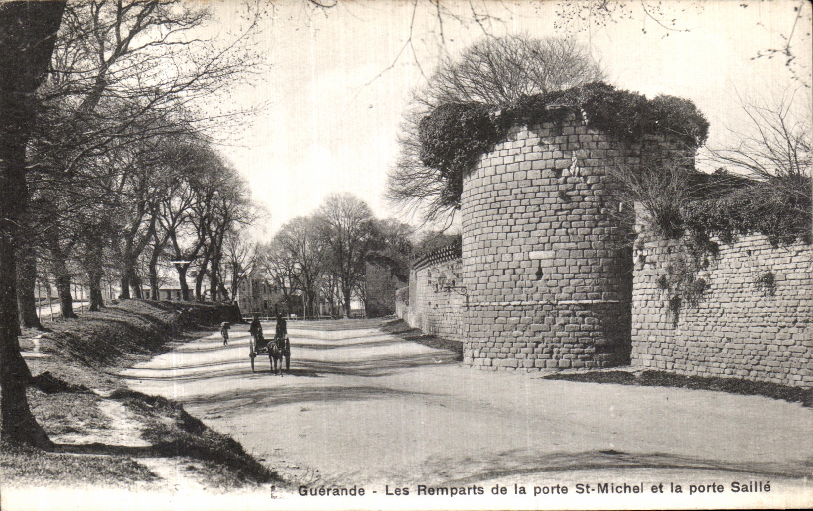 POSTAL Guerande de la VENDIMIA las paredes del St Miguel y las cubiertas de los puertos de la puerta