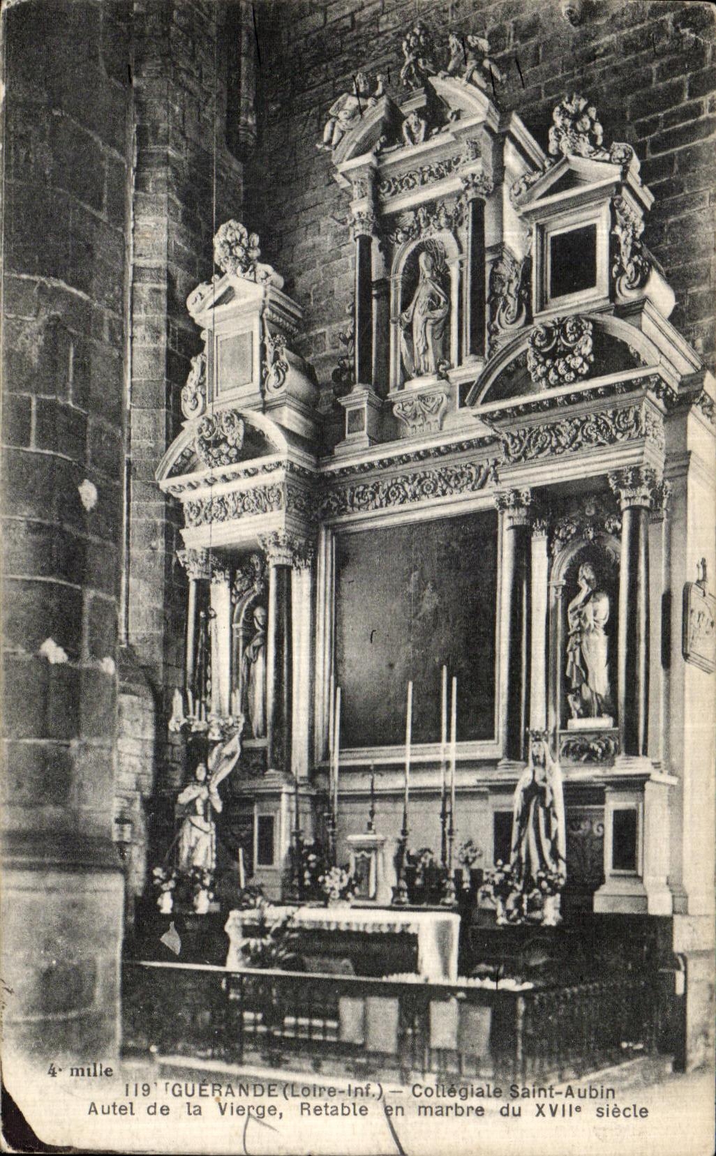 El puente santo colegial del horno de Guerande Aubin de la POSTAL de la VENDIMIA de la Virgen vuelve a presentar fuera del marmol del 17mo