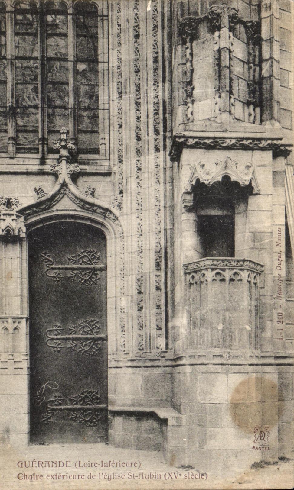 Puerta de Guerande Aubin de la POSTAL de la VENDIMIA y External santos colegiales de Chaire