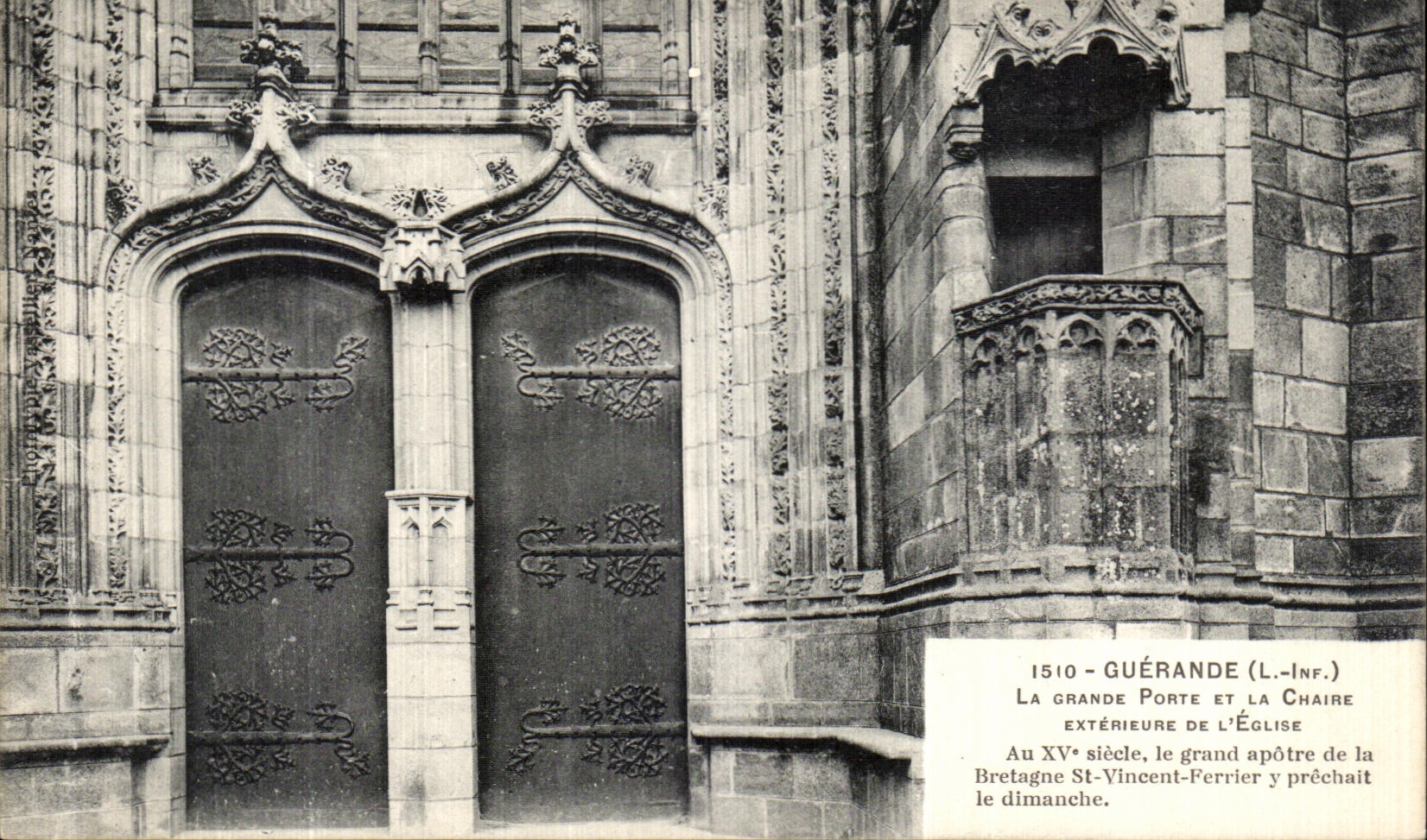 POSTAL Guerande de la VENDIMIA la puerta grande y el external del púlpito de L iglesia