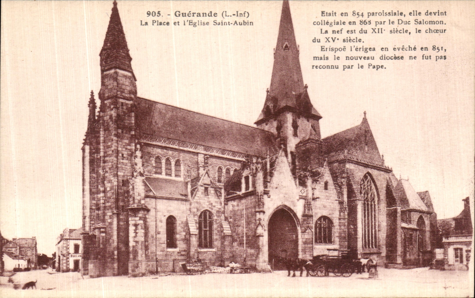 POSTAL Guerande de la VENDIMIA el lugar y el L iglesia Aubin Saint