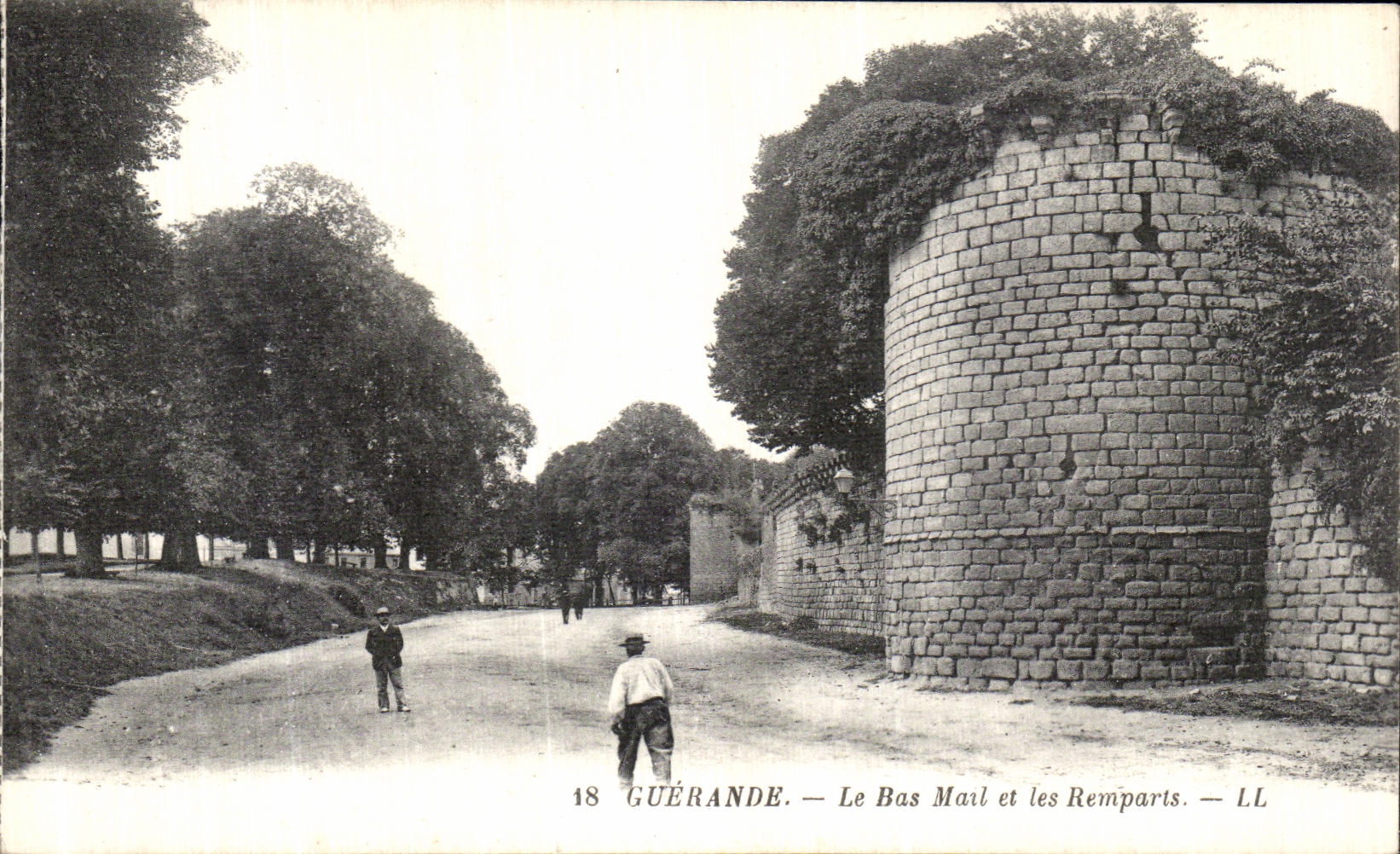 POSTAL Guerande de la VENDIMIA el email y las paredes bajos