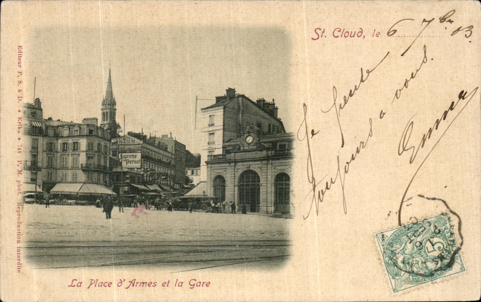 VINTAGE POSTCARD St Cloud the Place D Weapons and Train station
