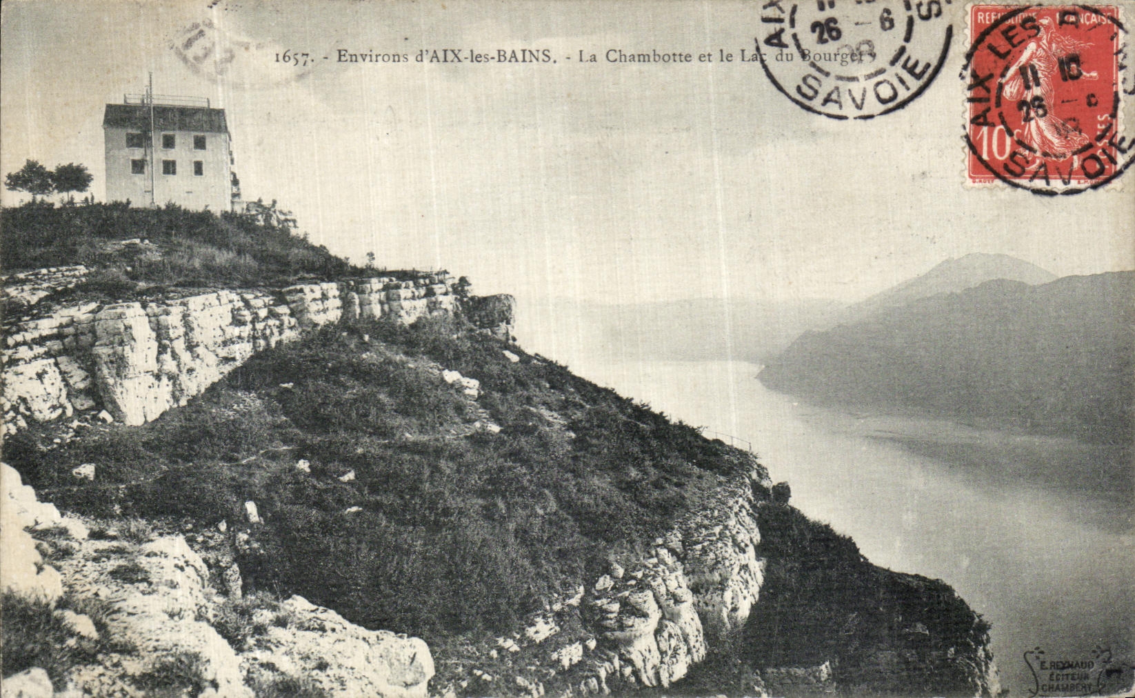 VINTAGE POSTCARD Surroundings D Aix les Bains Chambotte and the lake of Le Bourget