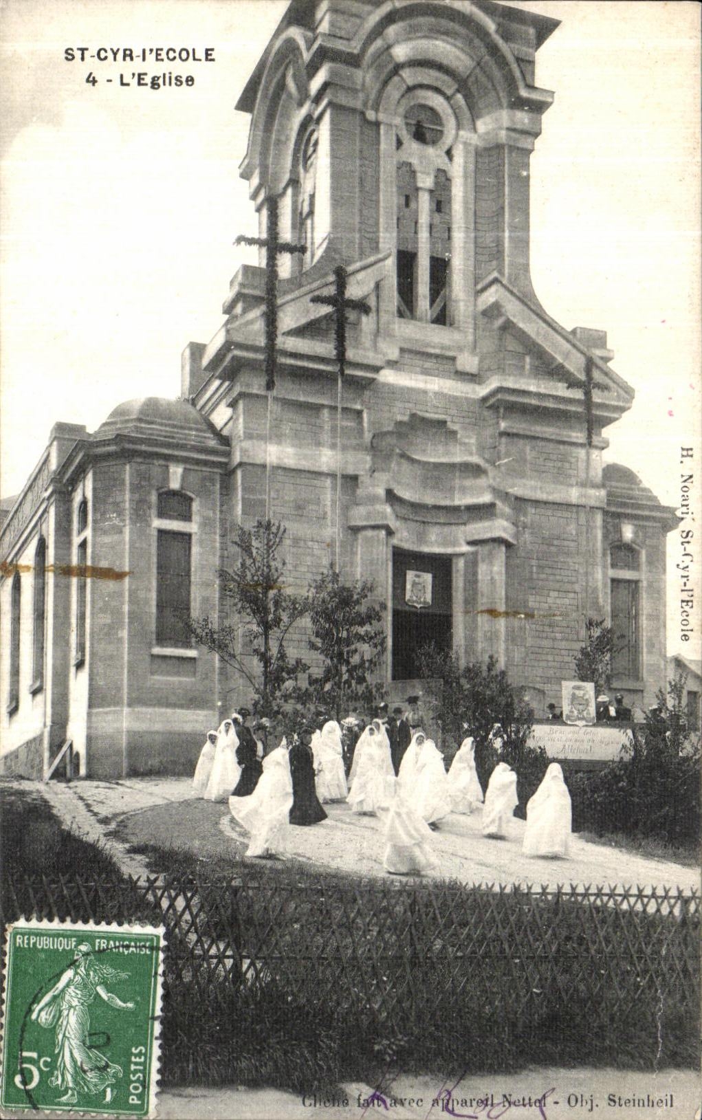 VINTAGE POSTCARD St Cyr L School L Church Marriage