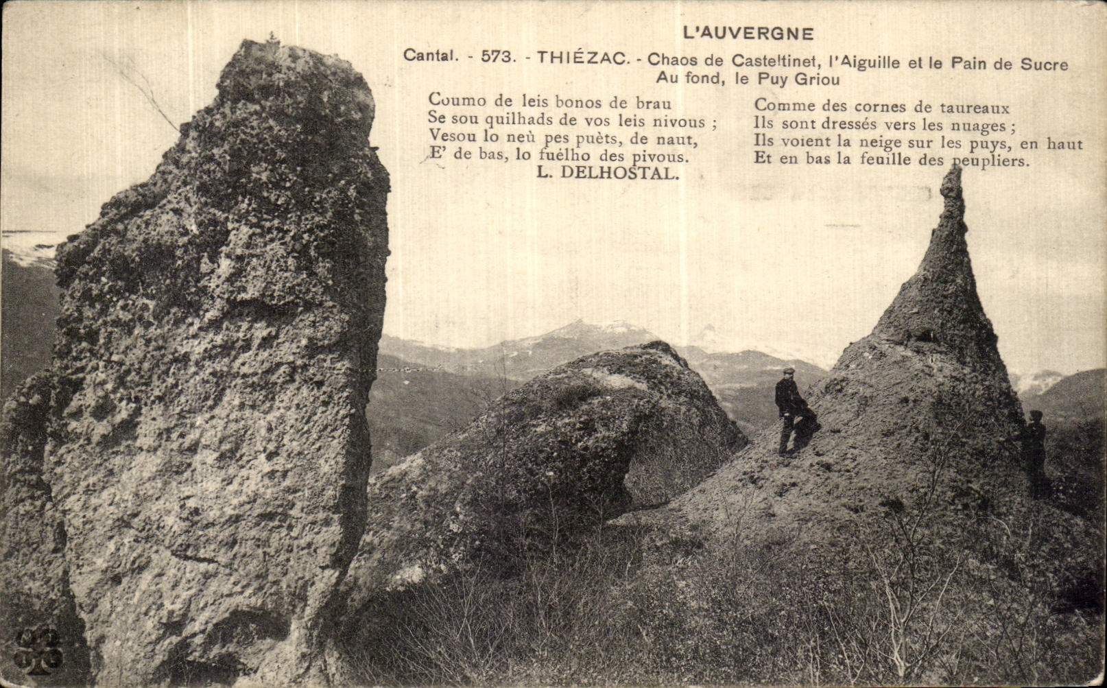 VINTAGE POSTCARD L Auvergne Thiezac chaos of Casteltinet L Aigille and Sugar loaf At the bottom Puy Griou