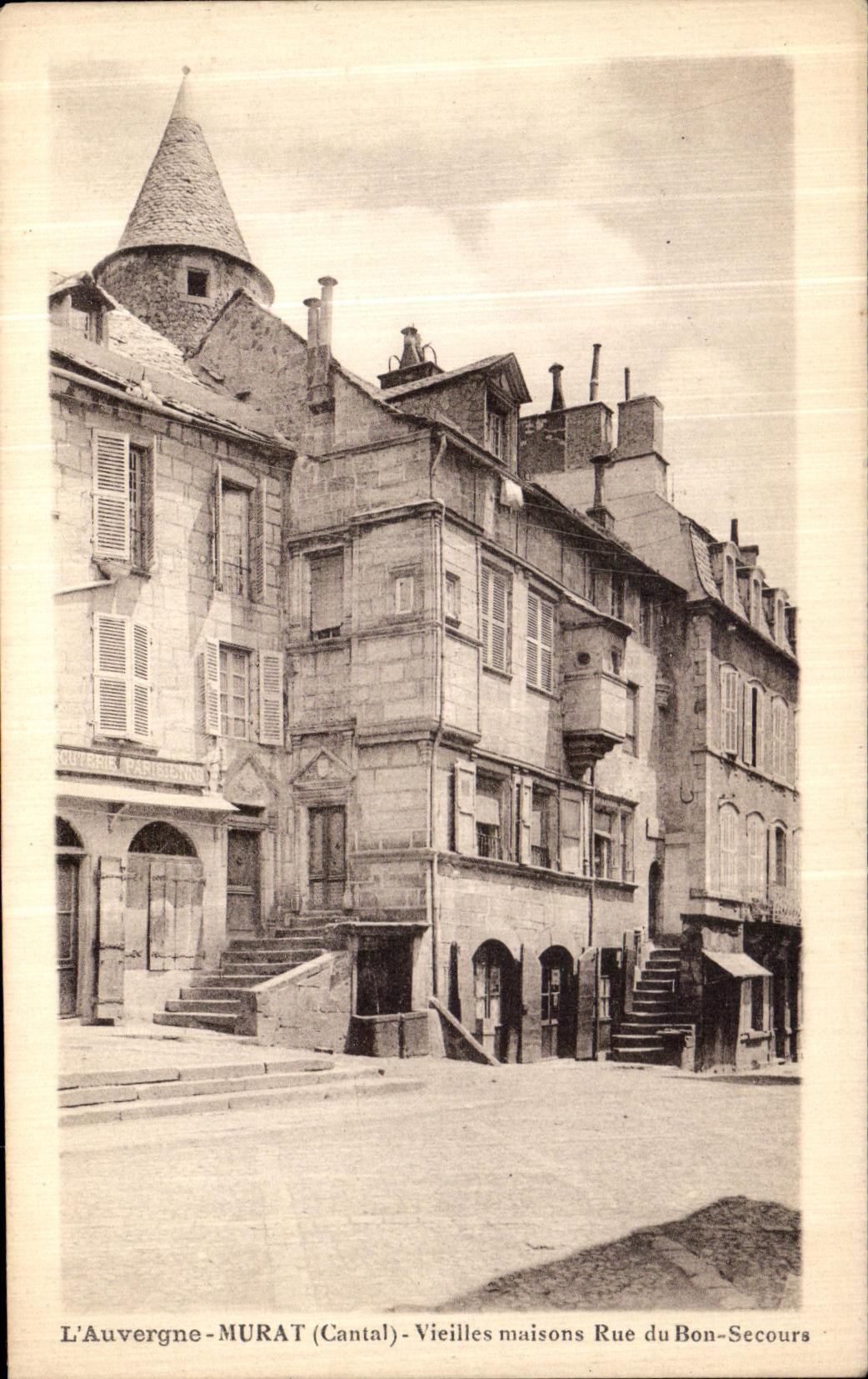 VINTAGE POSTCARD L Auvergne Murat Old women houses Street of the Good Help