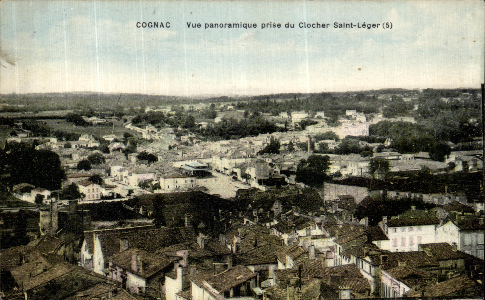 VINTAGE POSTCARD Coganc Panoramic View taken of the Light Holy Bell tower