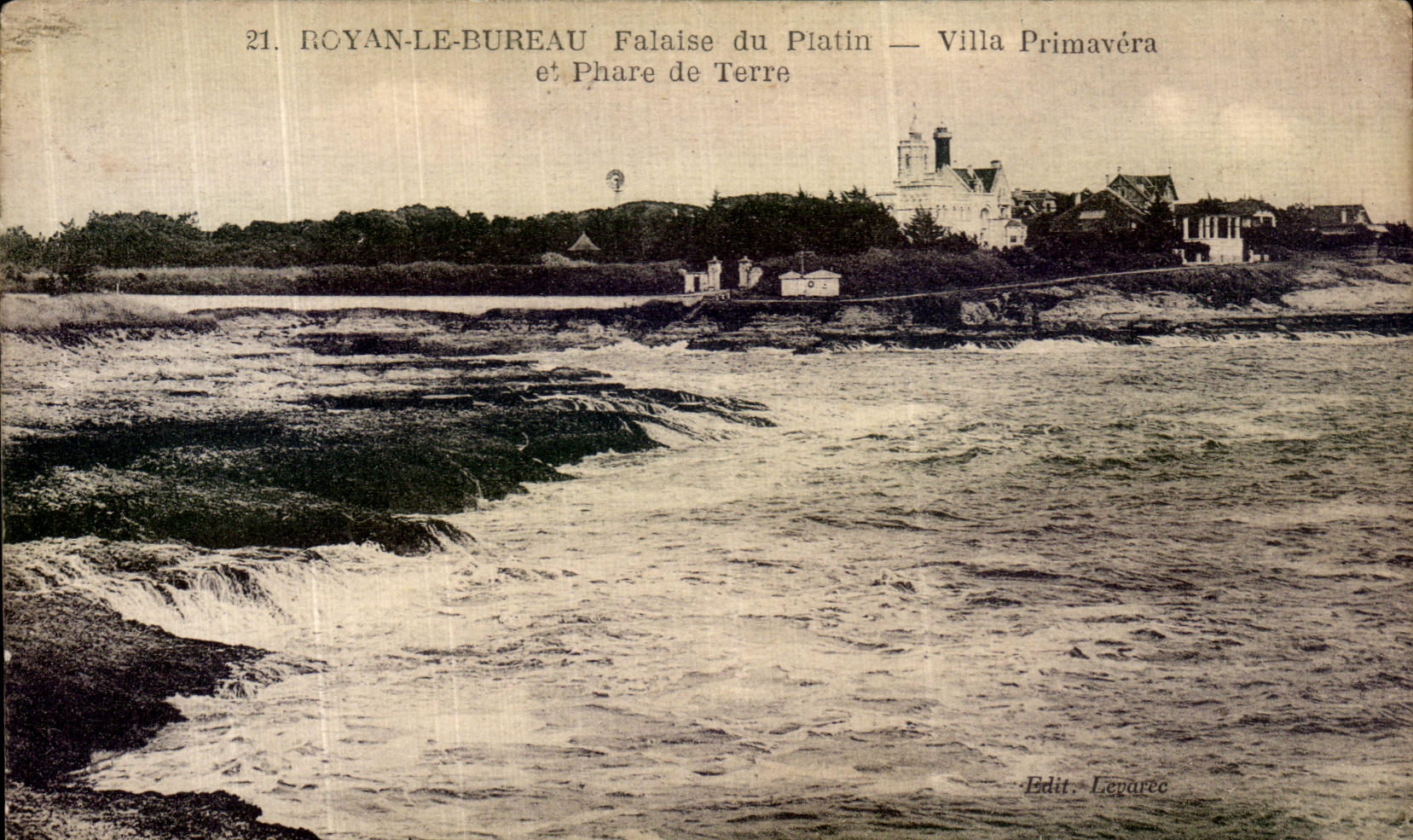 POSTAL Royan de la VENDIMIA el acantilado de la oficina de la linterna baja del chalet y de la tierra de Primavera