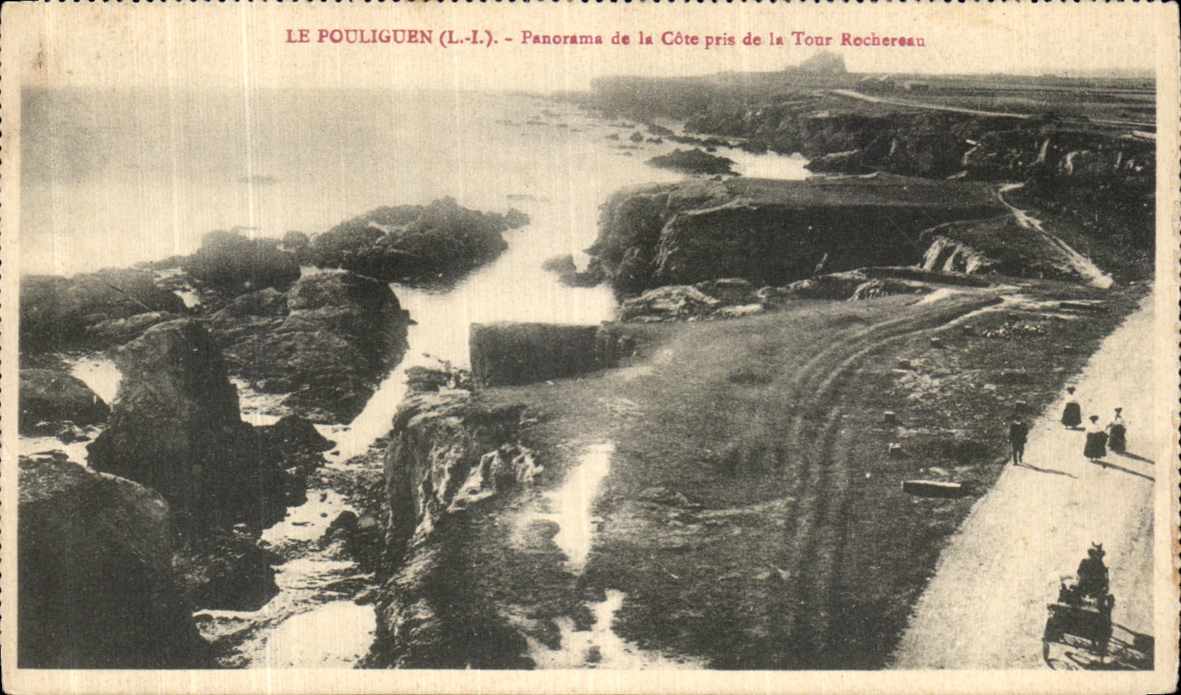 VINTAGE POSTCARD Pouliguen Panorama of the Dimension of the Rochereau Tower