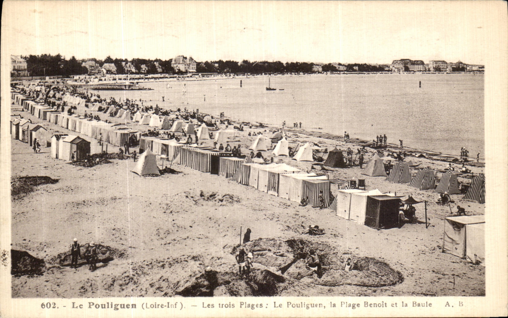 VINTAGE POSTCARD Pouliguen the trolls Beaches Pouliguen the beach Benoit and Baule