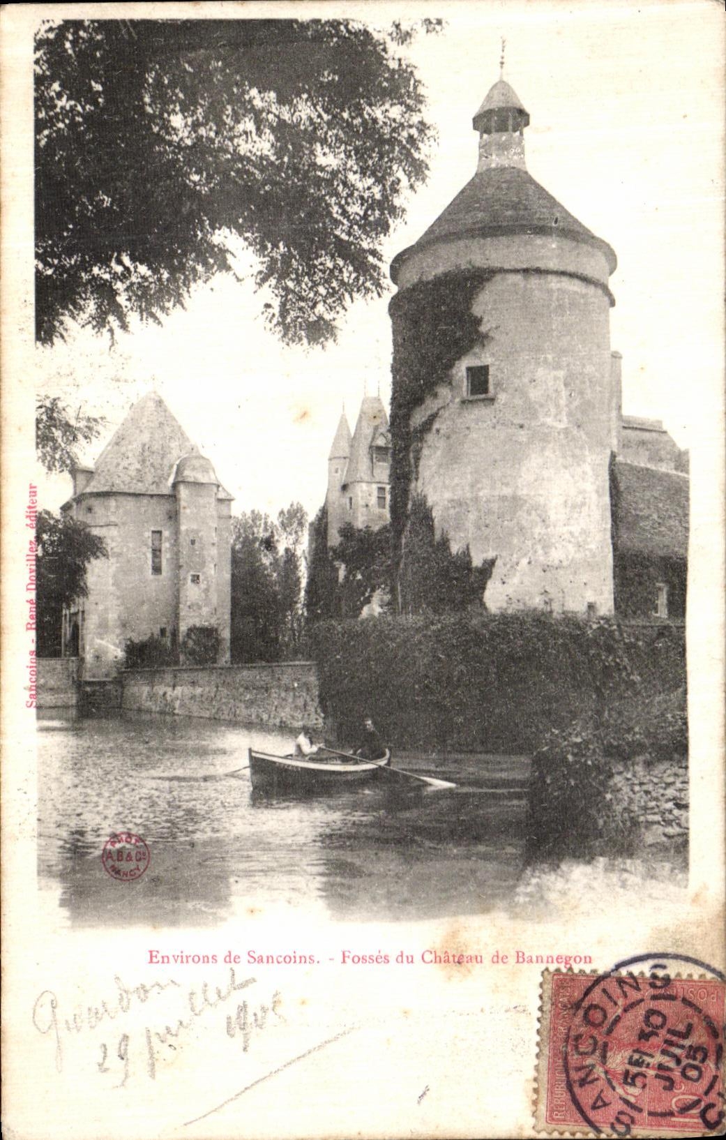 VINTAGE POSTCARD Surroundings De Sancoins Pits Of the Castle of Bannegon