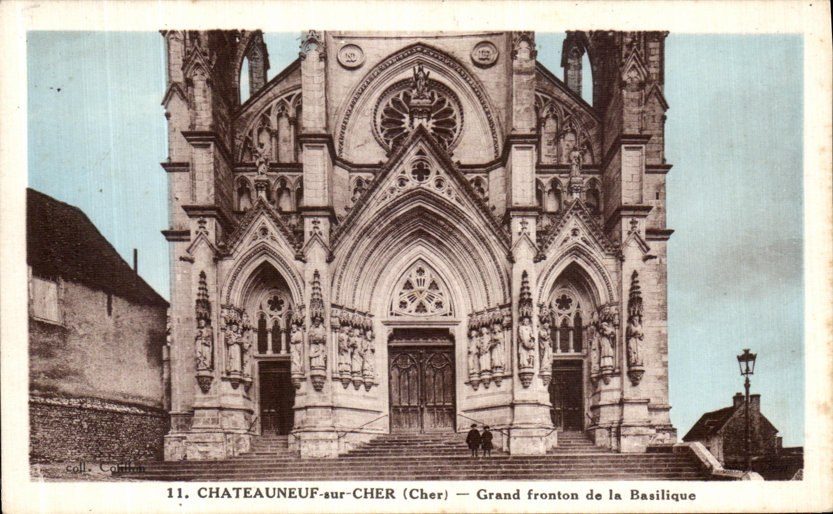 VINTAGE POSTCARD Chateauneuf on Dear Grand pediment of the Basilica